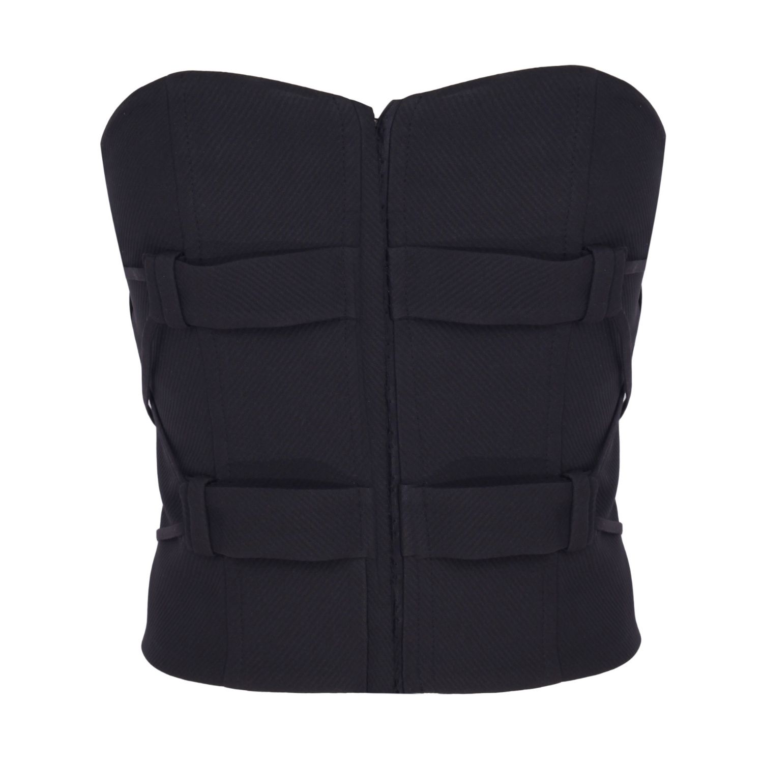 Women's Black Belt Detailed Fitted Bustier Top | Large | In.k Ii