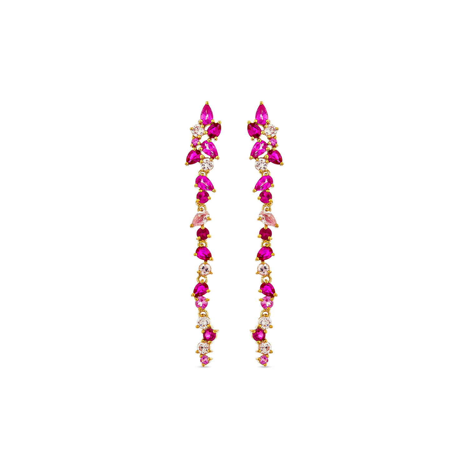 Sally Skoufis Women's Red / Pink / Gold Renewed Earrings With Man Made Ruby In 18k Gold Vermeil
