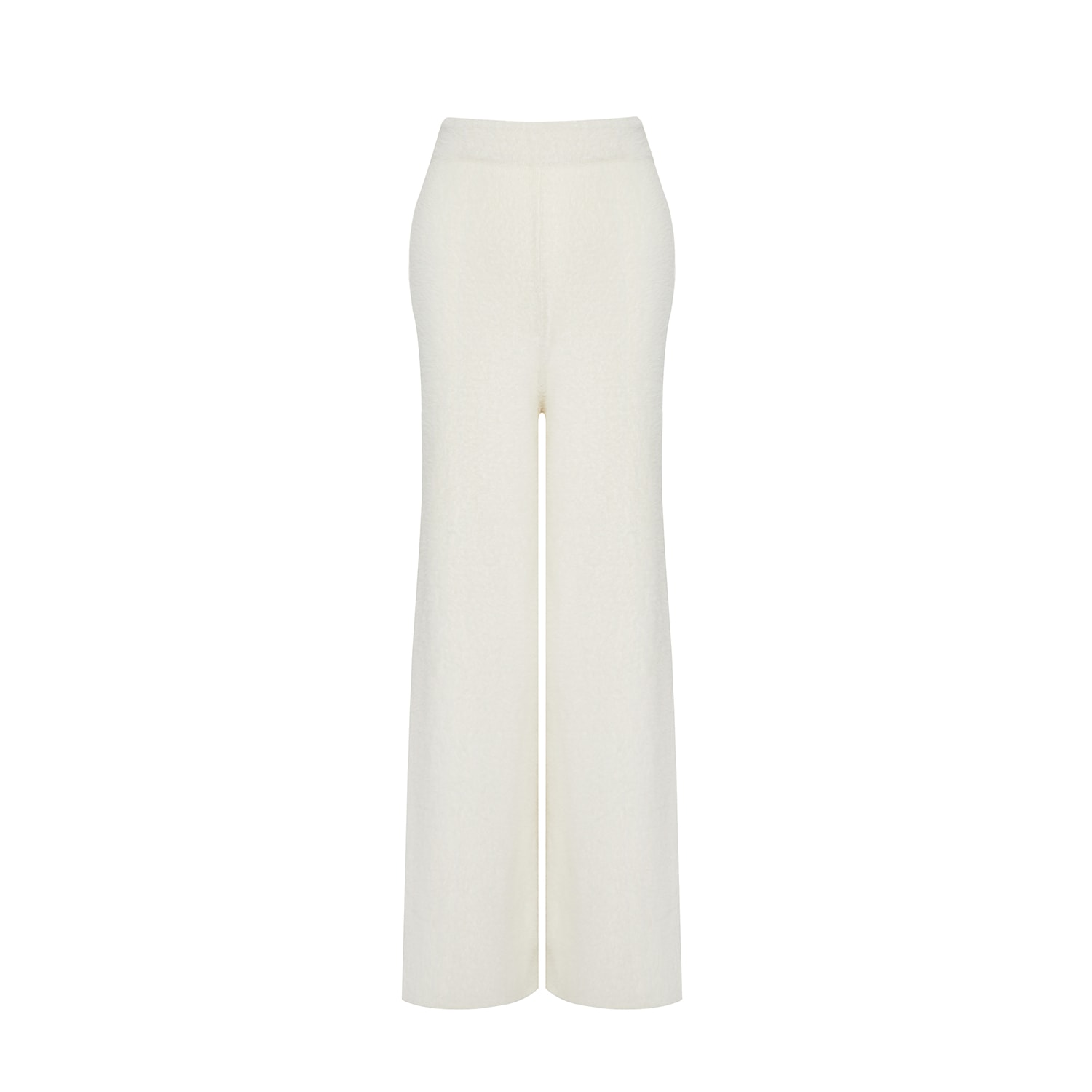 Women’s White Wide-Leg Knit Ecru Trousers Large Rue Les Createurs