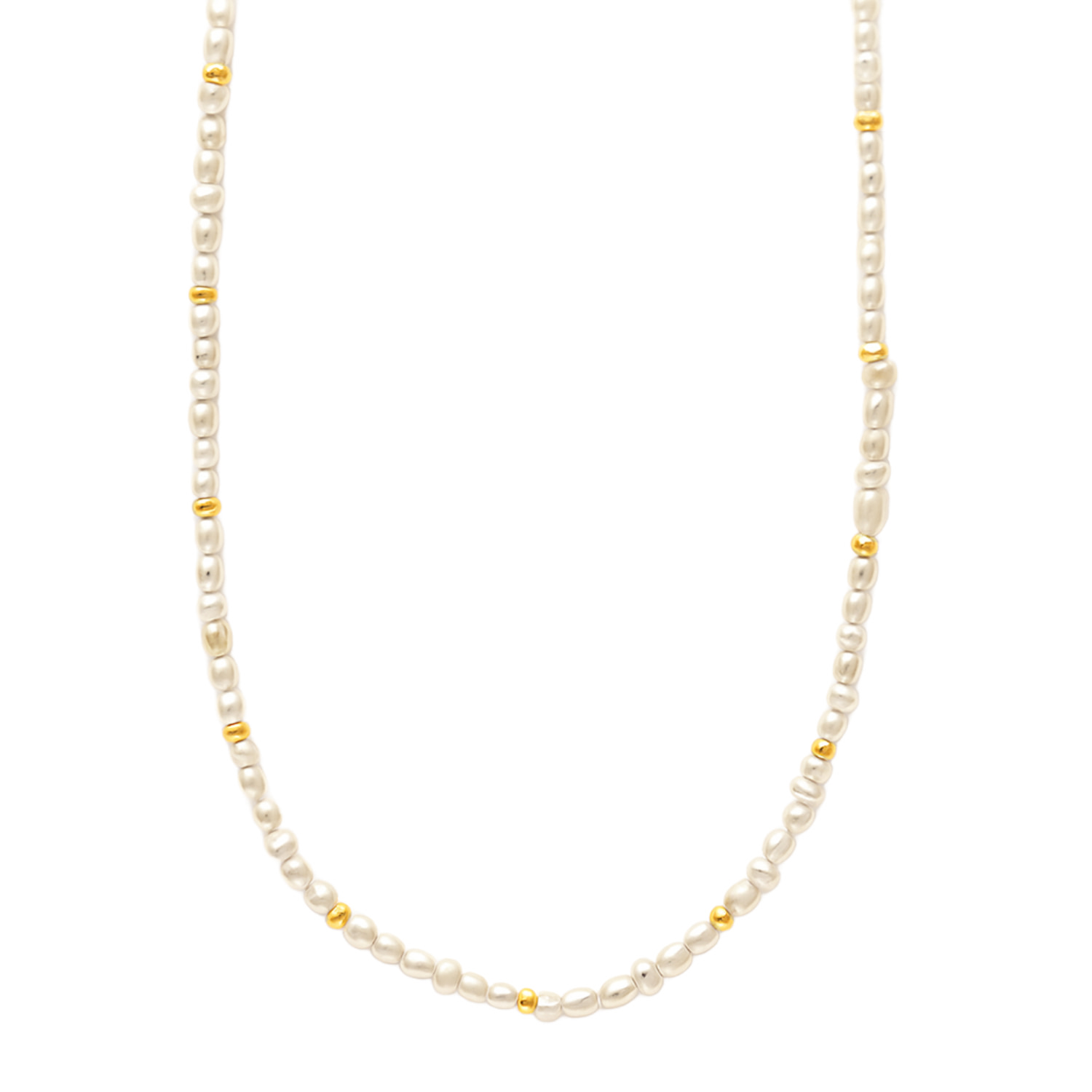 Unaloe Women's Baroque Natural Pearl Necklace With Gold-plated Sterling Silver Spheres In Gold
