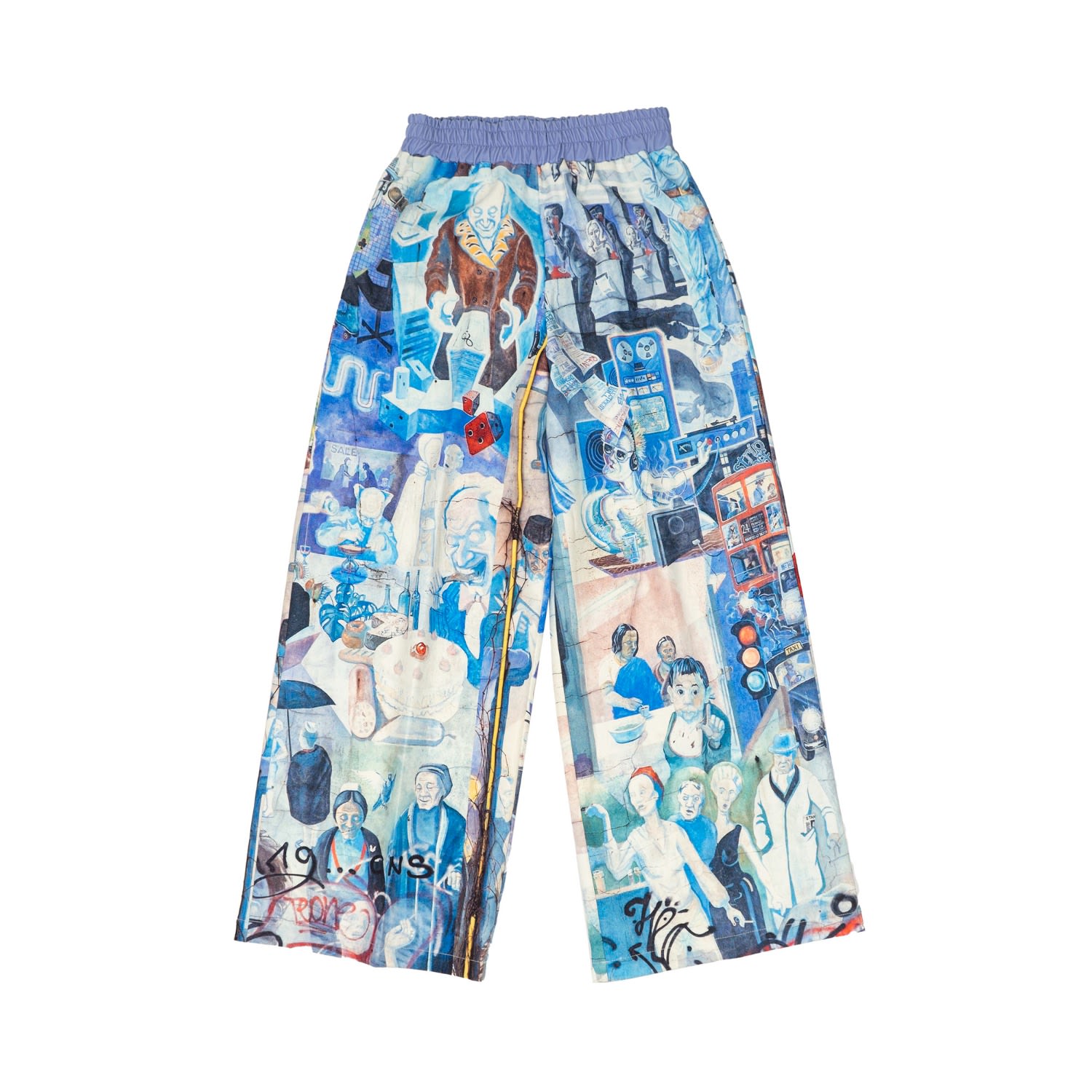 Mysimplicated Women's Training Pants In Blue With Graffiti Pattern - Recycled Fabric W In Blue