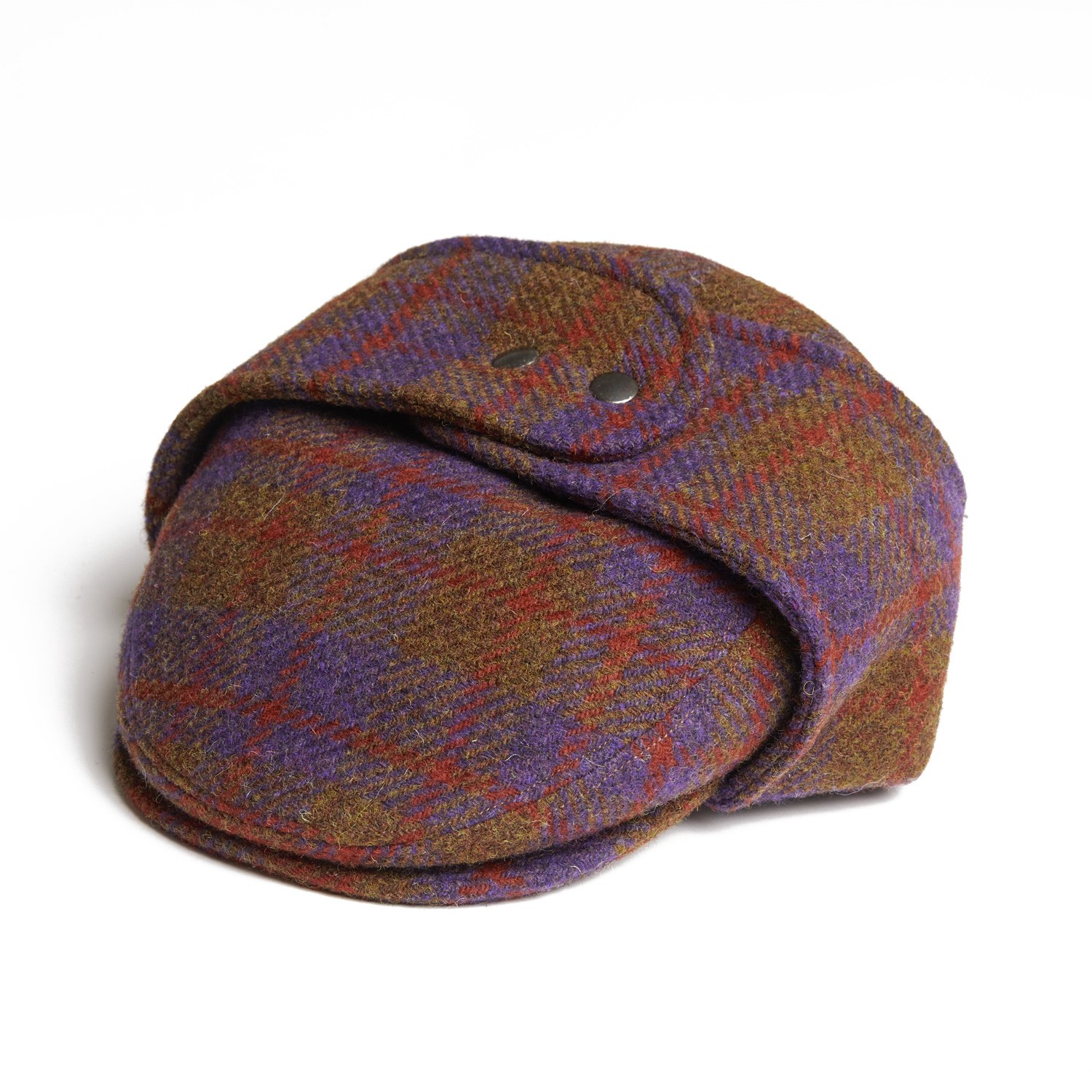 Dasmarca Hats Men's Pink / Purple Logan Grape Tweed Wool Checks Italian Cap With Earflaps Trapper In Pink/purple