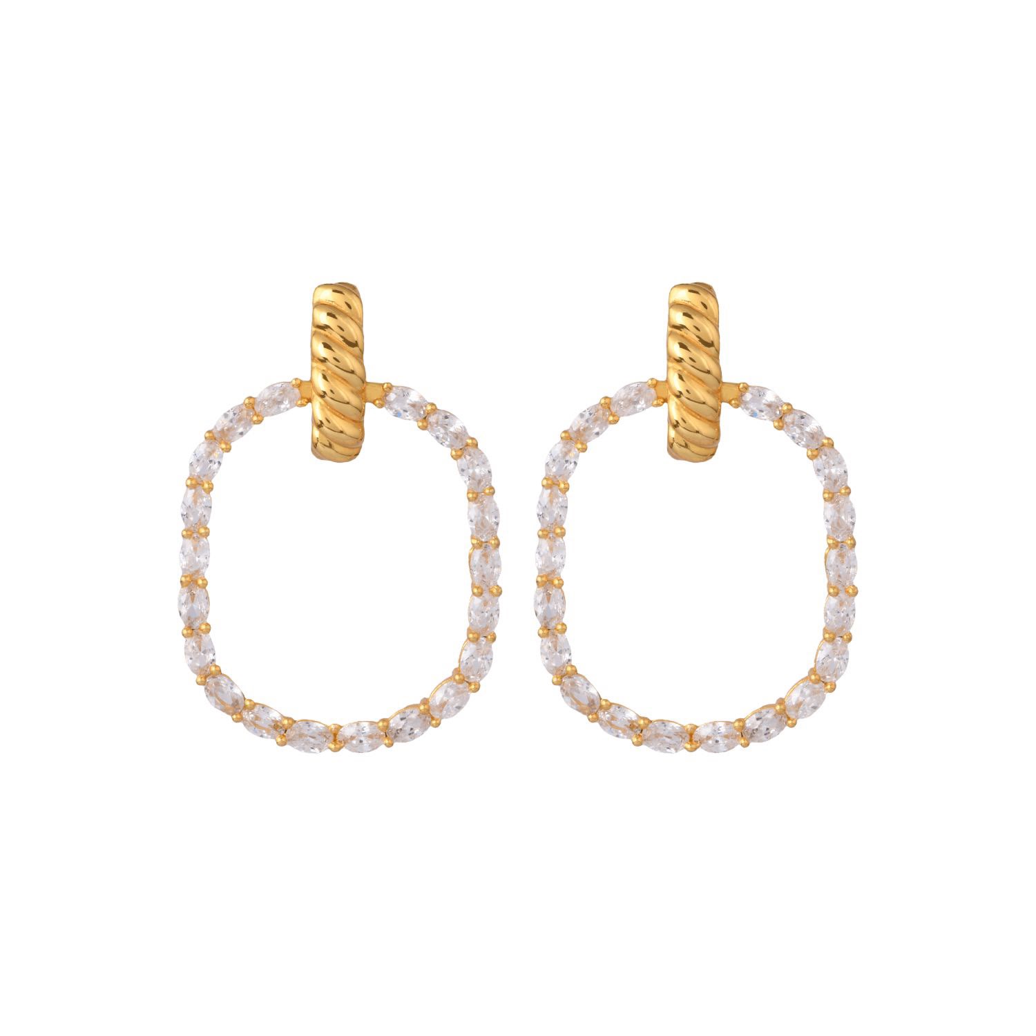 Women’s Gold / White Twiggy White Earrings Lavani Jewels