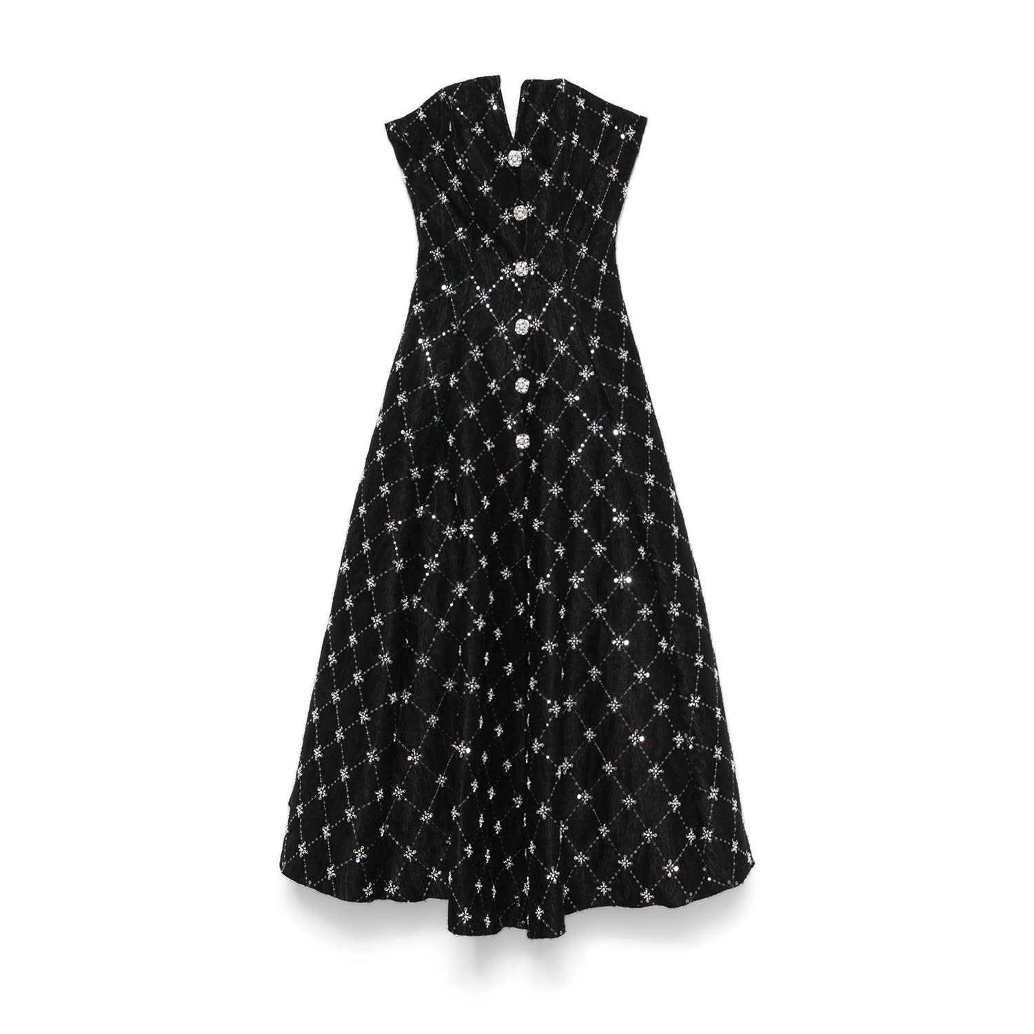 Nissa Women's Black Embroidered Jacquard Midi Dress
