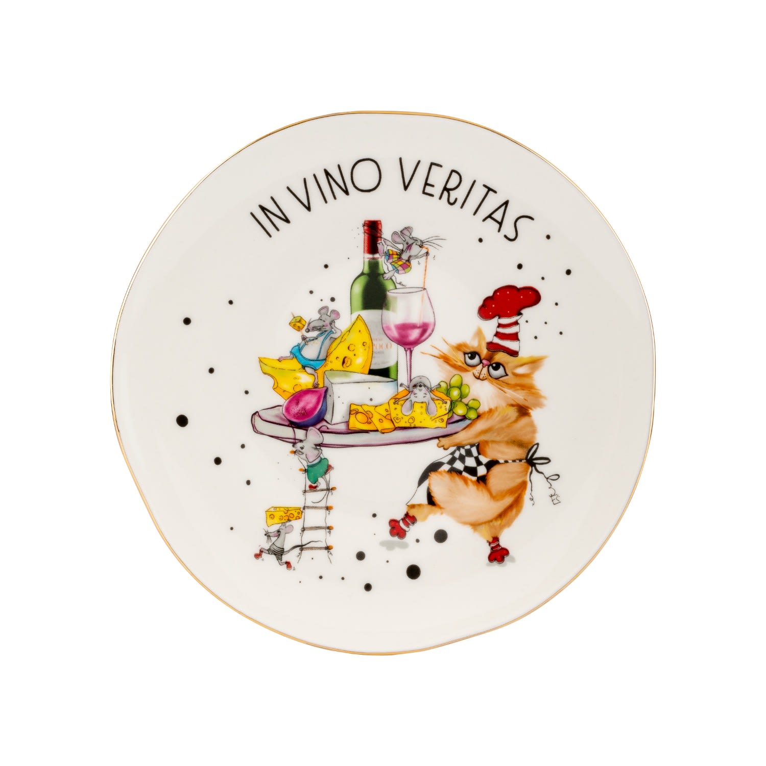 In Vino Veritas Porcelain Plate Golden Edge Un Poco