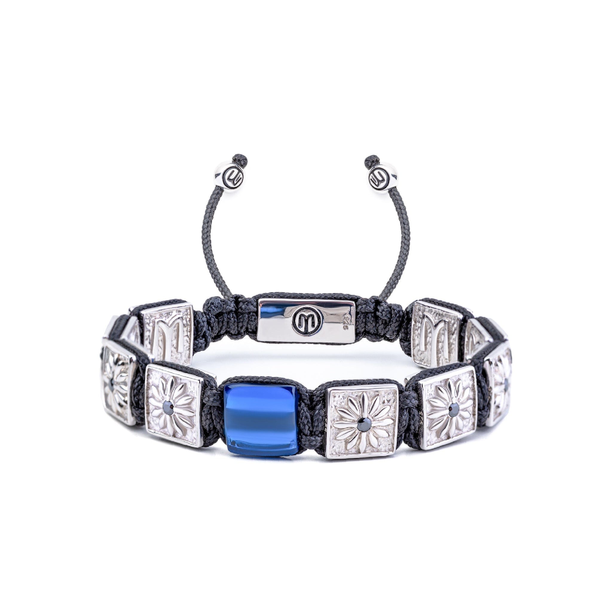 Mahigan Women's Blue / Black / Silver Silver Flat-bead Bracelet With Blue Sapphire In Black - The Guardian