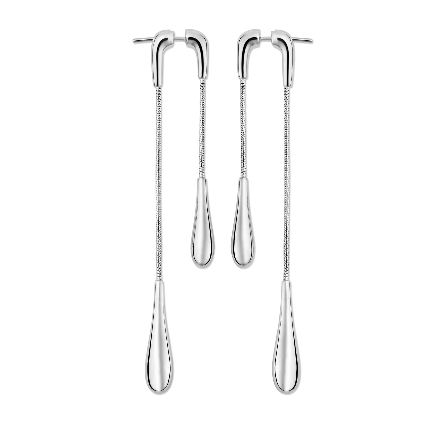 Lucy Quartermaine Women's Silver Double Drop Earrings Front And Back In Metallic