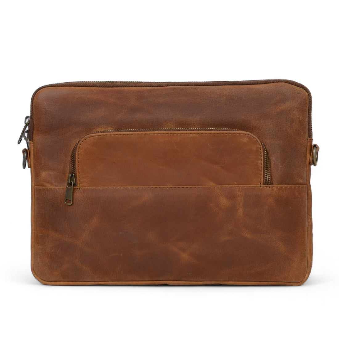 Hides Leather Co. Men's Brown Classic Leather Laptop Sleeve, Messenger Organizer For Macbook