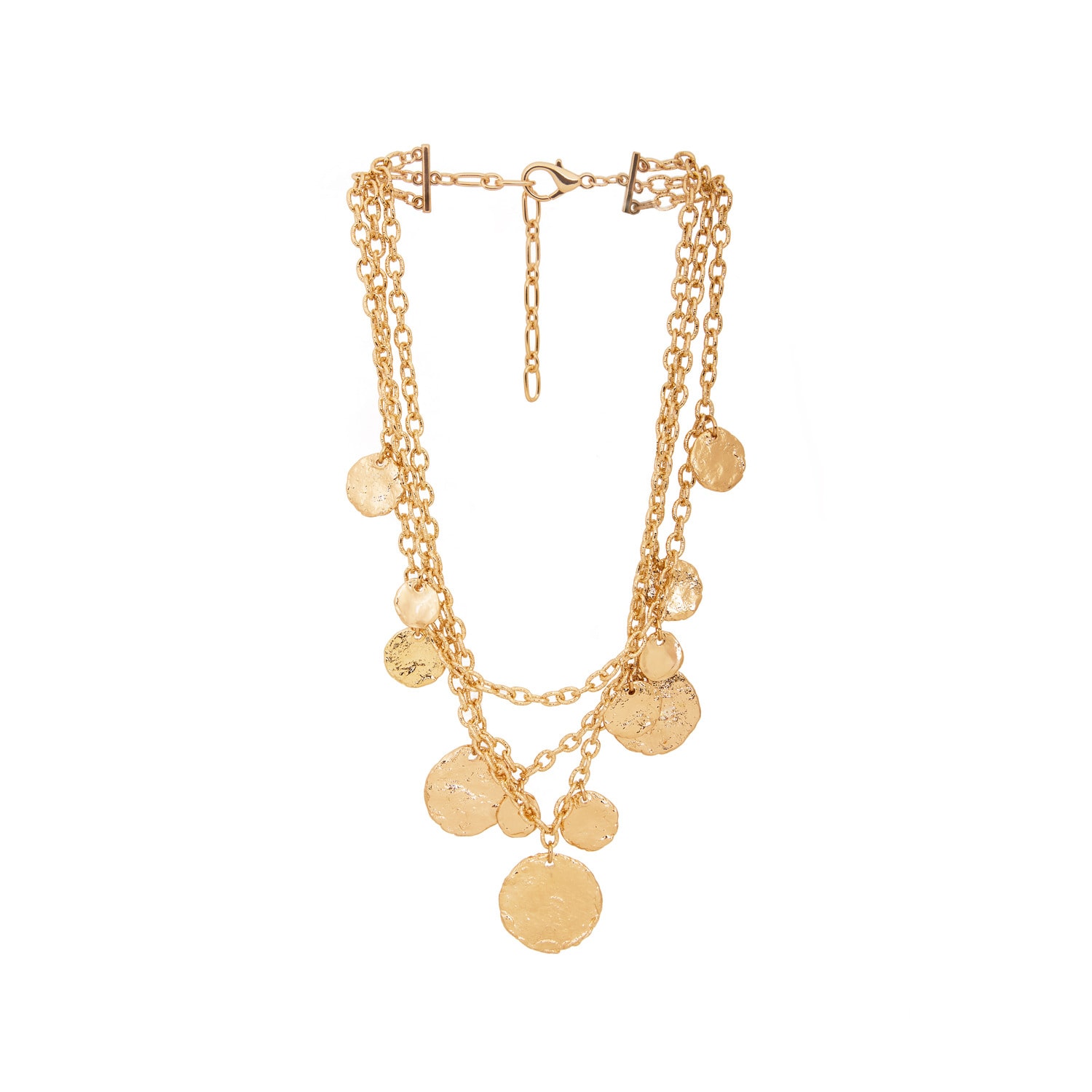 Saachi Hammered Coin Cascading Charm Layered Necklace In Gold