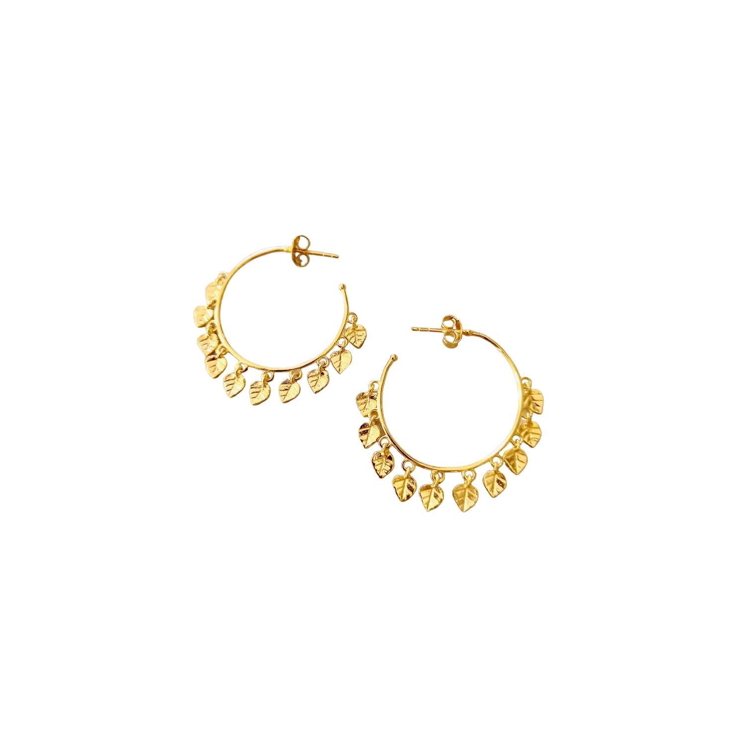 Women’s Peepal Leaf Hoops - Gold Plated Rize