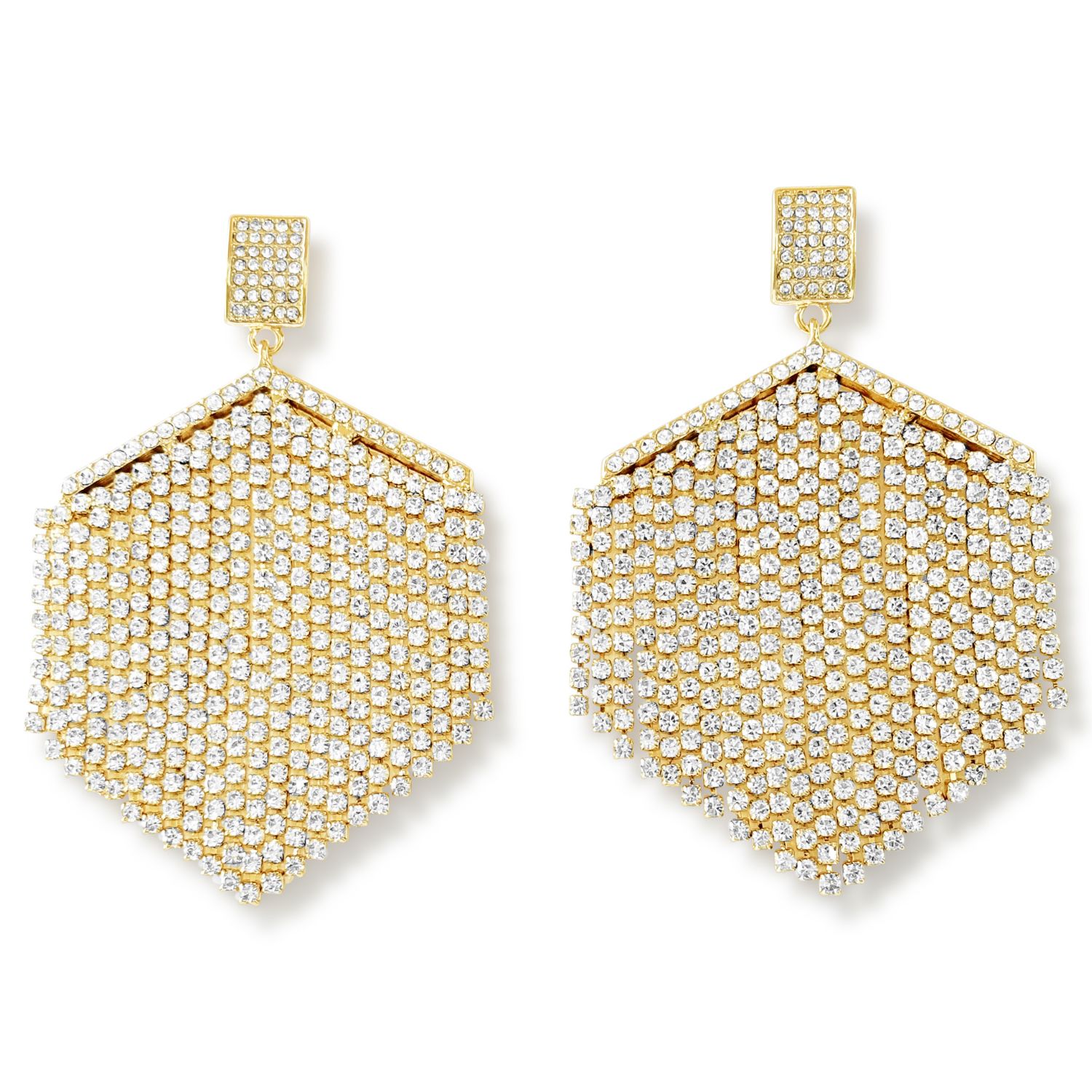 Hzmer Jewellery Women's Gold Nostalgia Frill Crystal Embellished Earrings In Gold