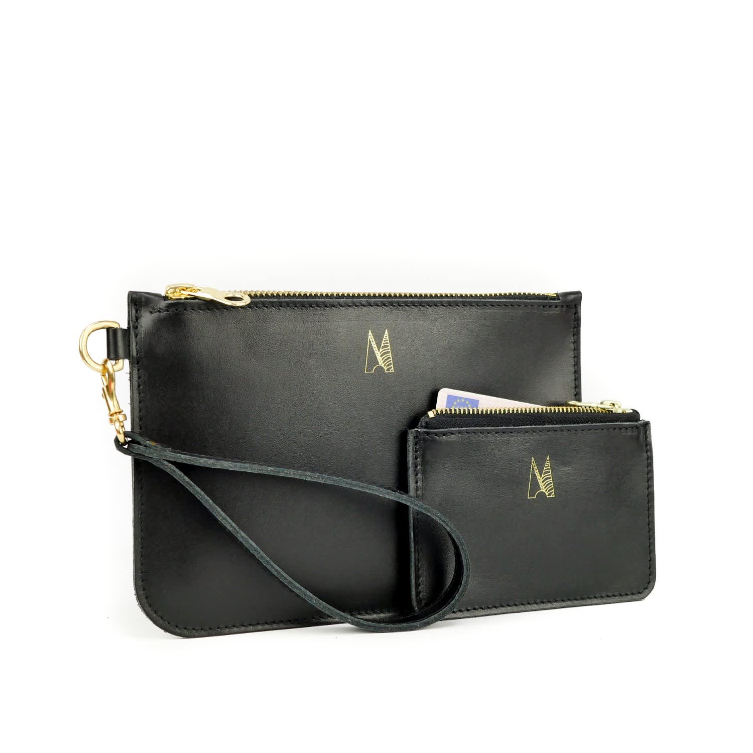 soft black leather clutch bag