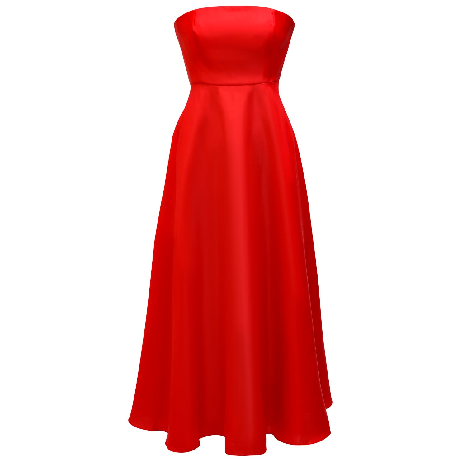 Women’s Long Flared Taffeta Dress - Red Extra Small Smart and Joy