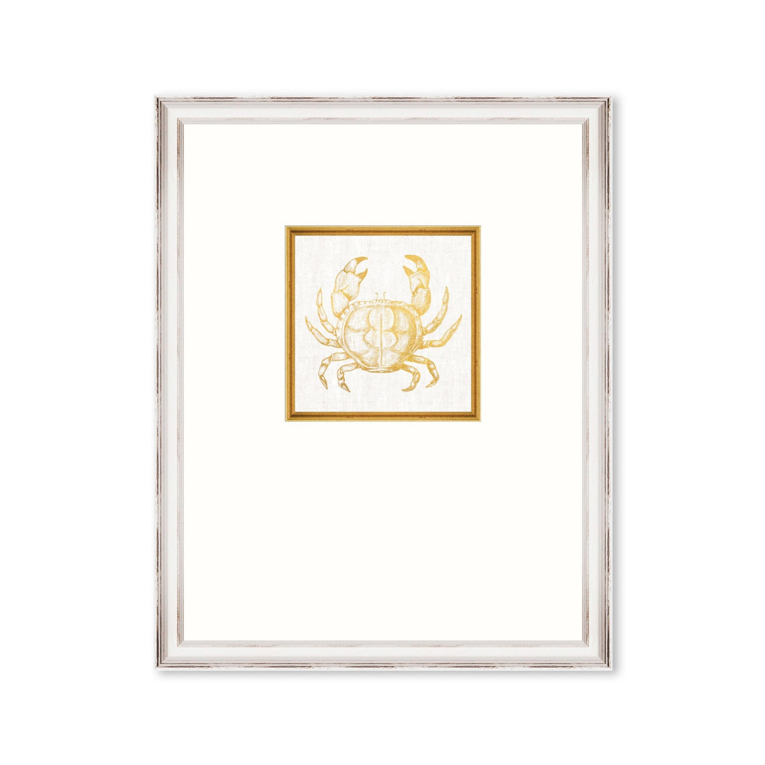 Mindthegap Gold / White Mediterranean Gems - Crab Framed Linen In Multi
