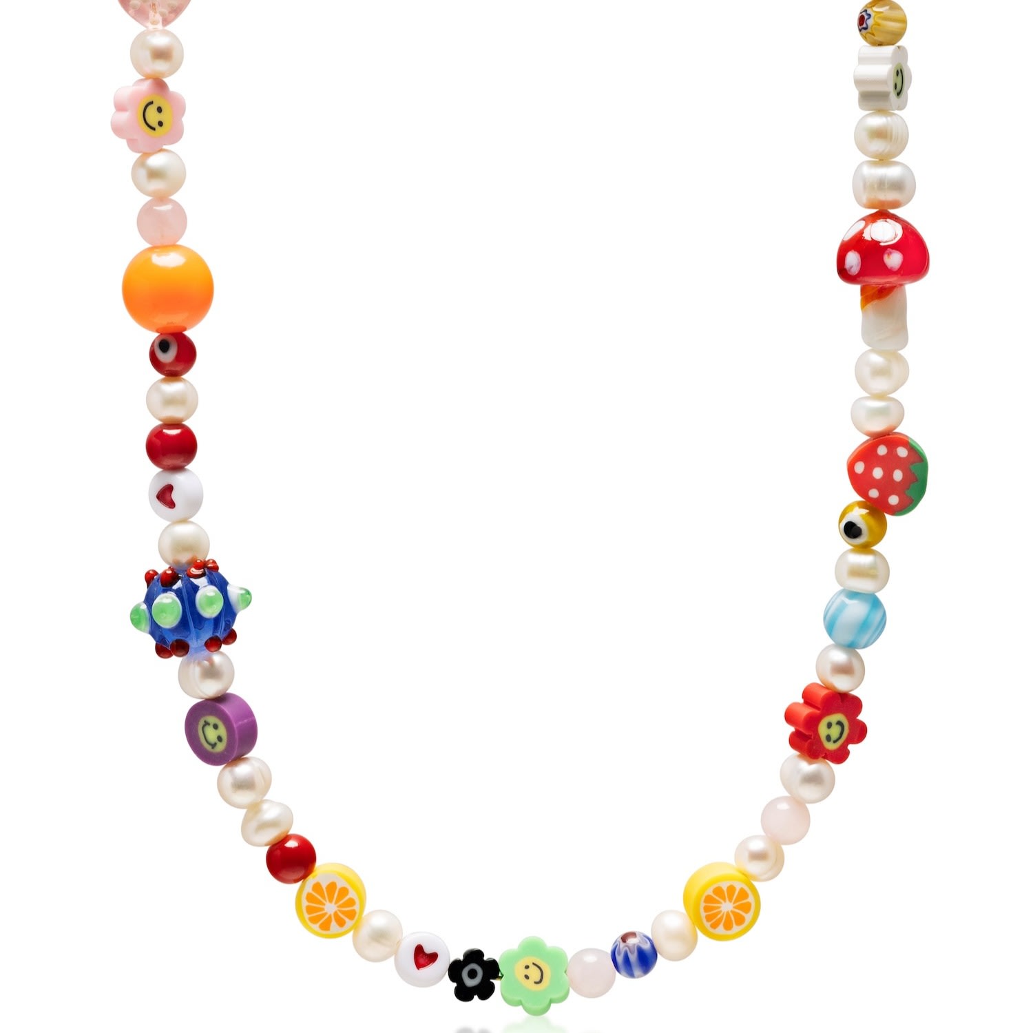 Nialaya Men's Berry Pearl Choker With Assorted Beads