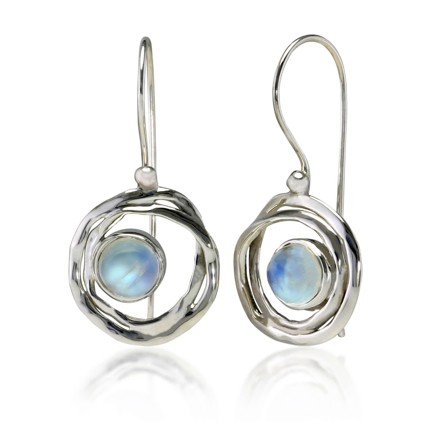Isla Silver Women's White / Silver Sterling Silver Handmade Drop Earrings With Rainbow Moonstone