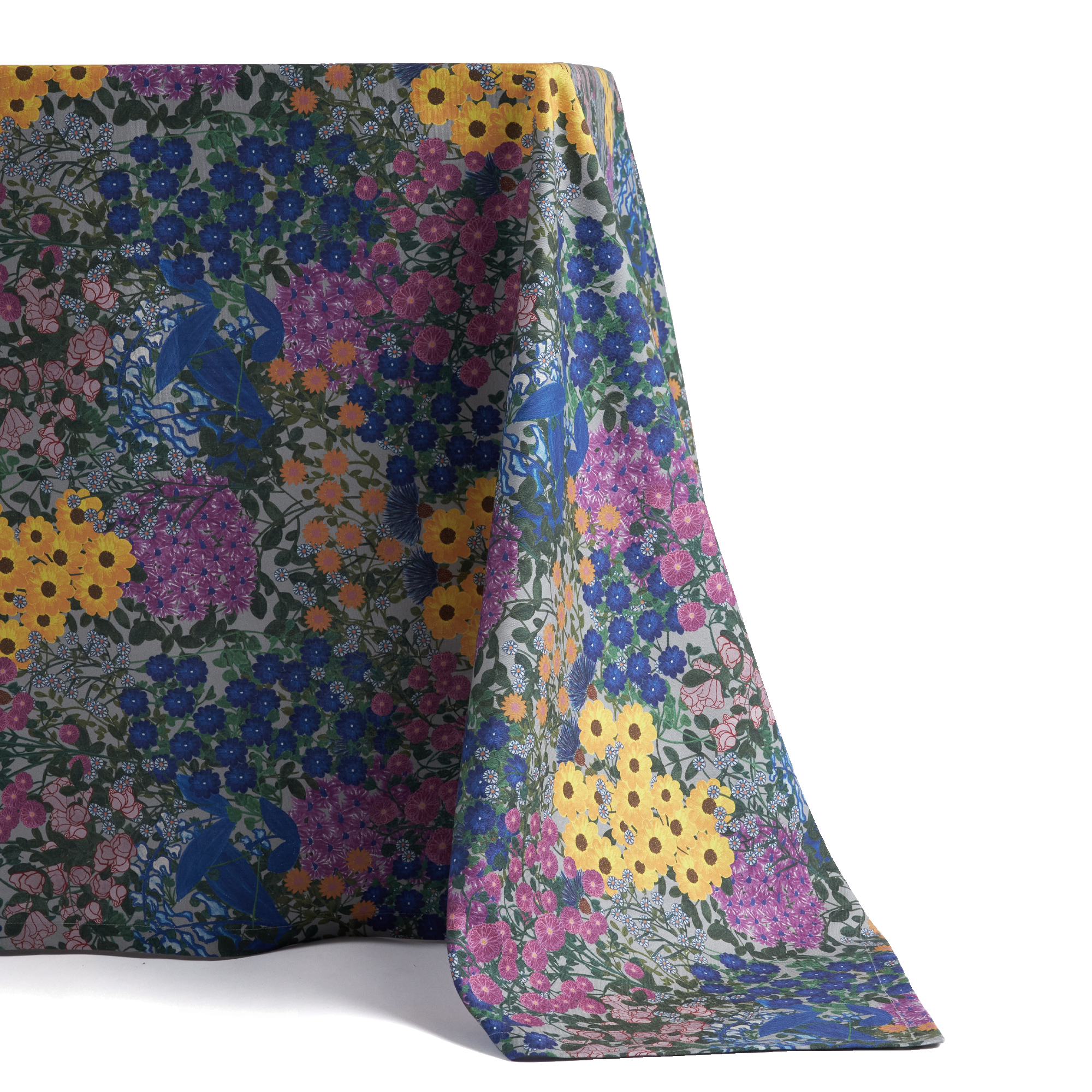 Sophie Williamson Design Rectangular Tablecloth In Colorful Wildflower Print In Blue And Multicolor In Multi