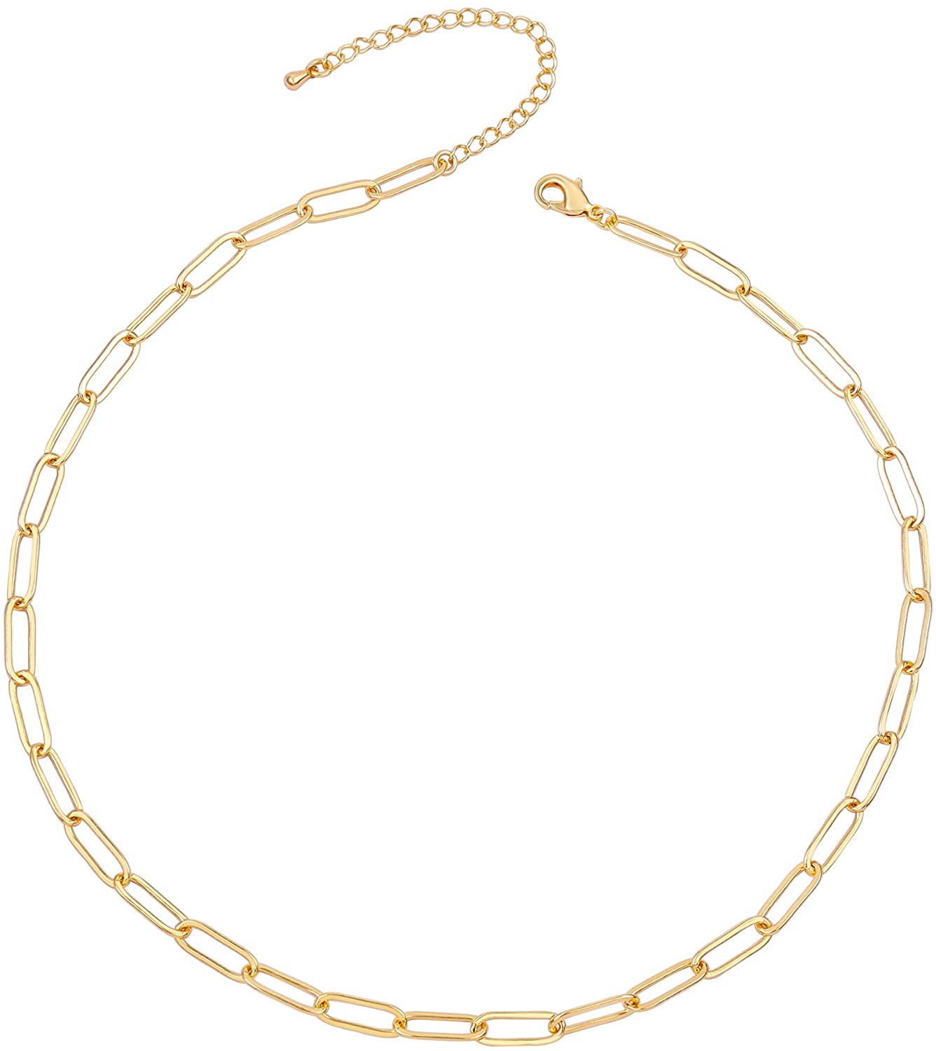 Genevive Jewelry Women's Gold Plated Dainty Layering Paperclip Link Chain Necklace In Gold