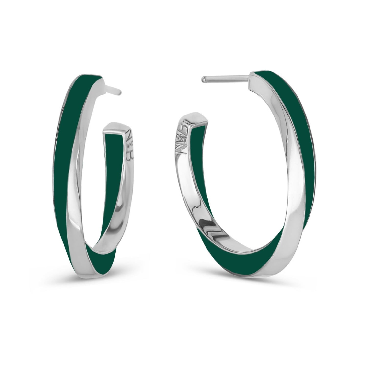 Nabs And Babs Women's Lilo Color Petite Hoops In Silver - Emerald Green