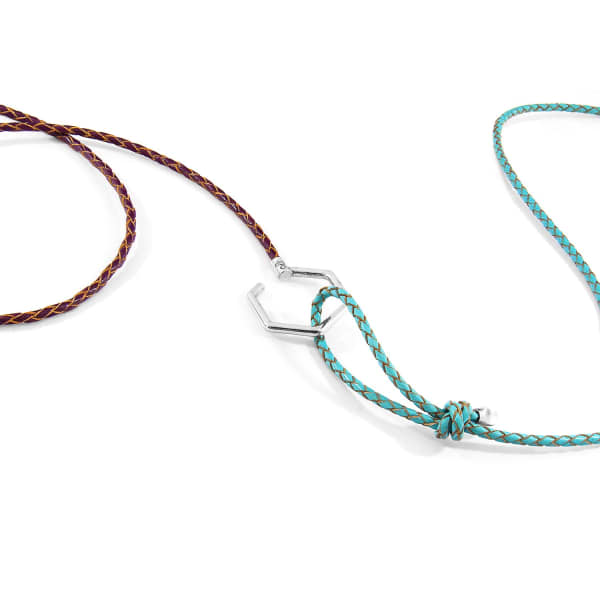 Anchor & Crew Turquoise Blue Storey Silver & Braided Leather Bracelet
