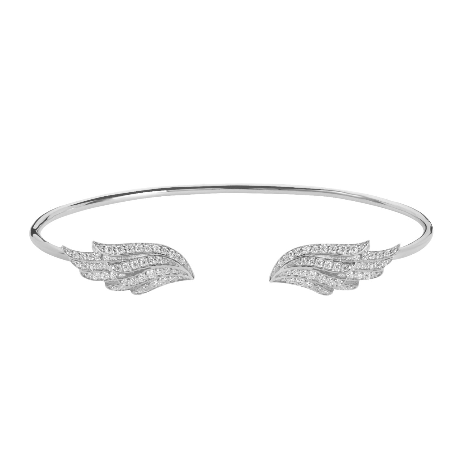 Bloomtine | Earth Angel Hq Women's Angel Wings Premium Sterling Silver Bangle In Silver