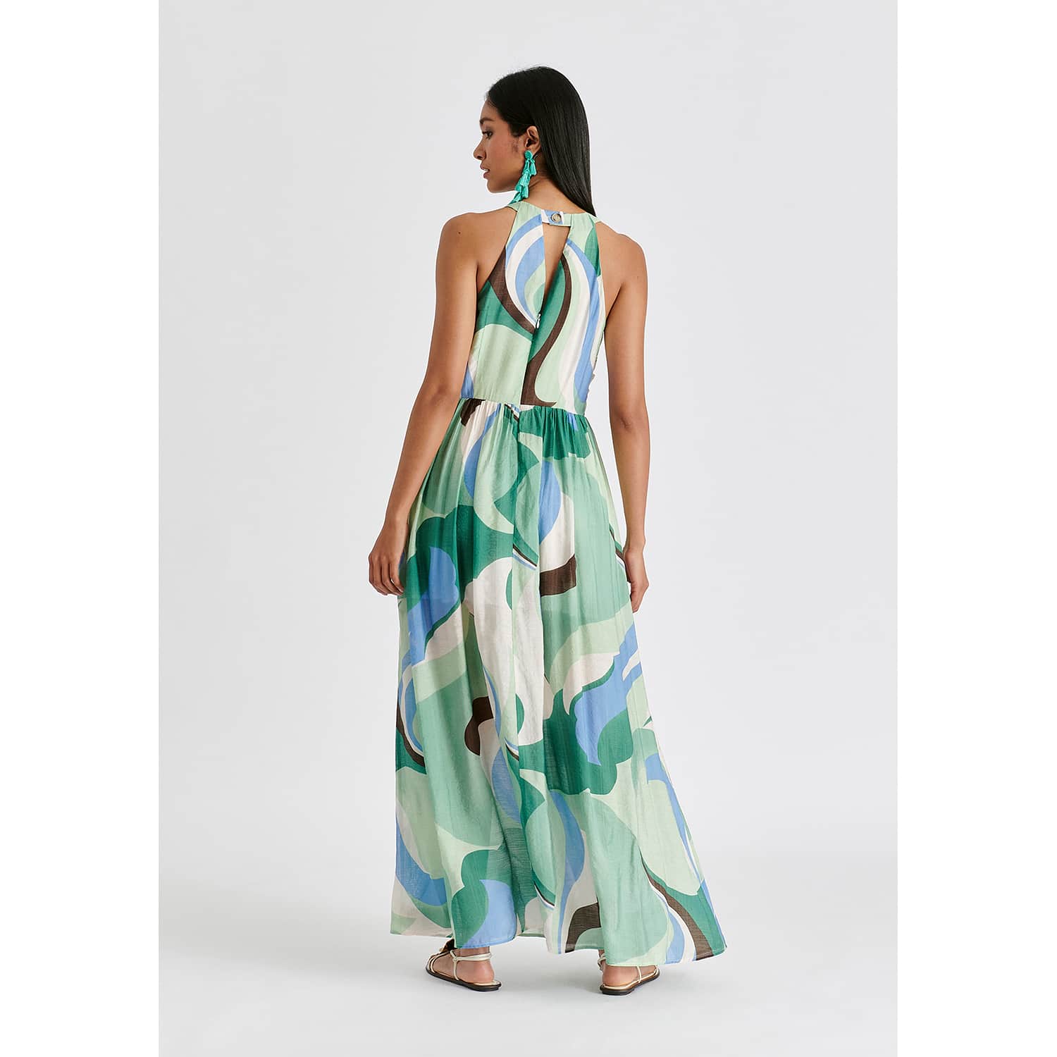 green emerald velvet dress Dark green maxi halter summer party dress 5172 – Xiaolizi main image 1