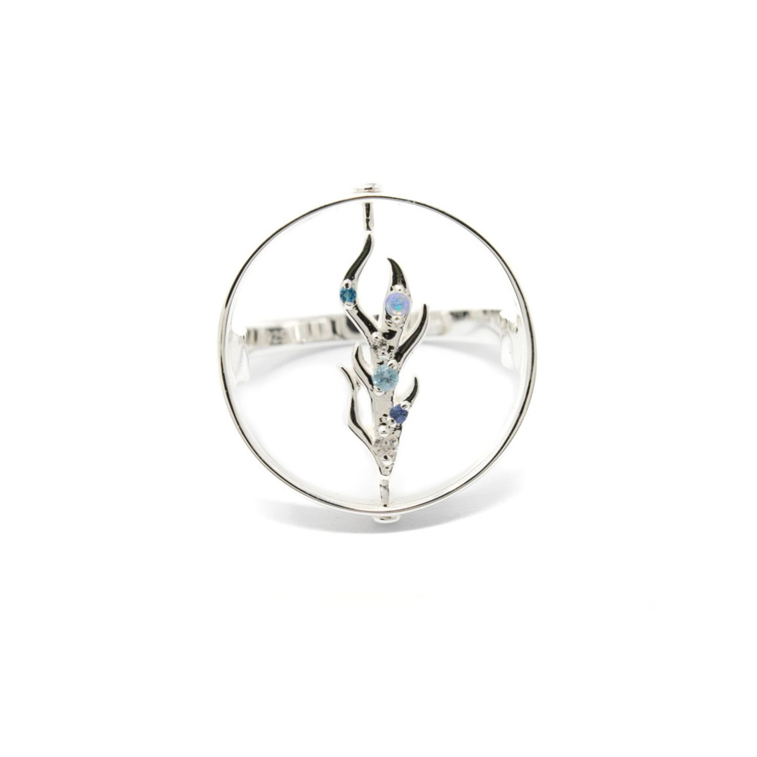 Nasi Silver Women's Coral Ring- Ocean Edition, Silver In Gray