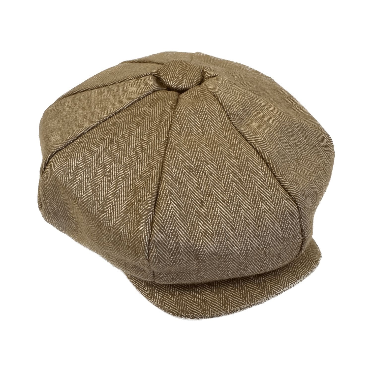 Kinalba Men's Neutrals Vicuna Herringbone Cashmere Baker Boy Cap
