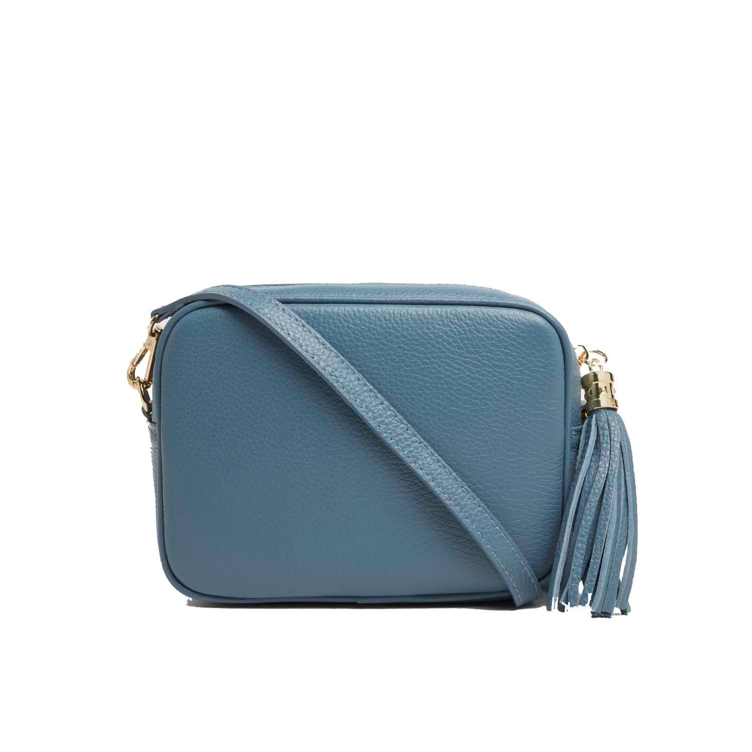 Betsy & Floss Women's Blue Verona Crossbody Tassel Bag In Denim With Pastel Strap In Blue
