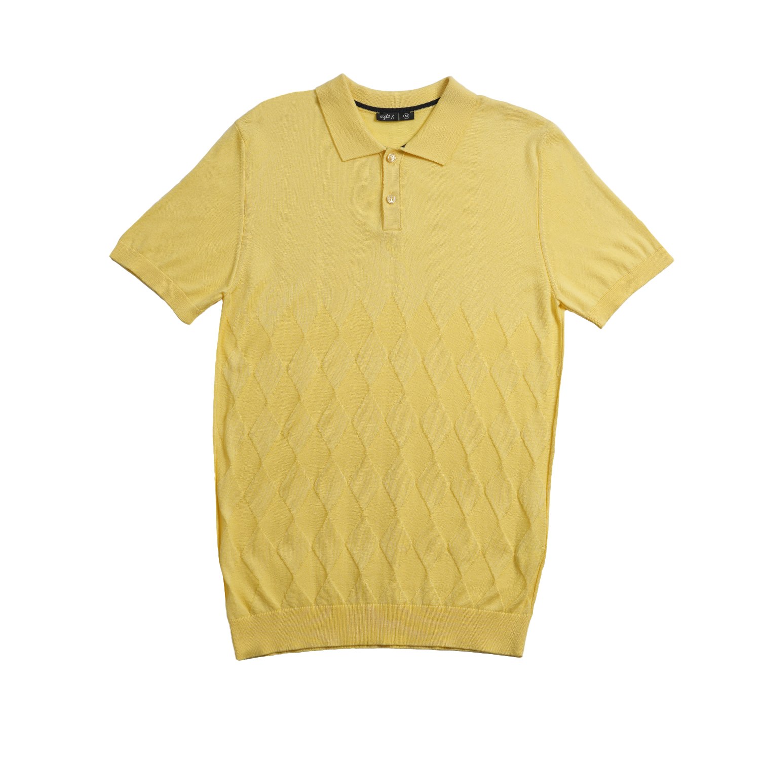 Eight X Men's Yellow / Orange Argyle Solid Knit Polo - Yellow