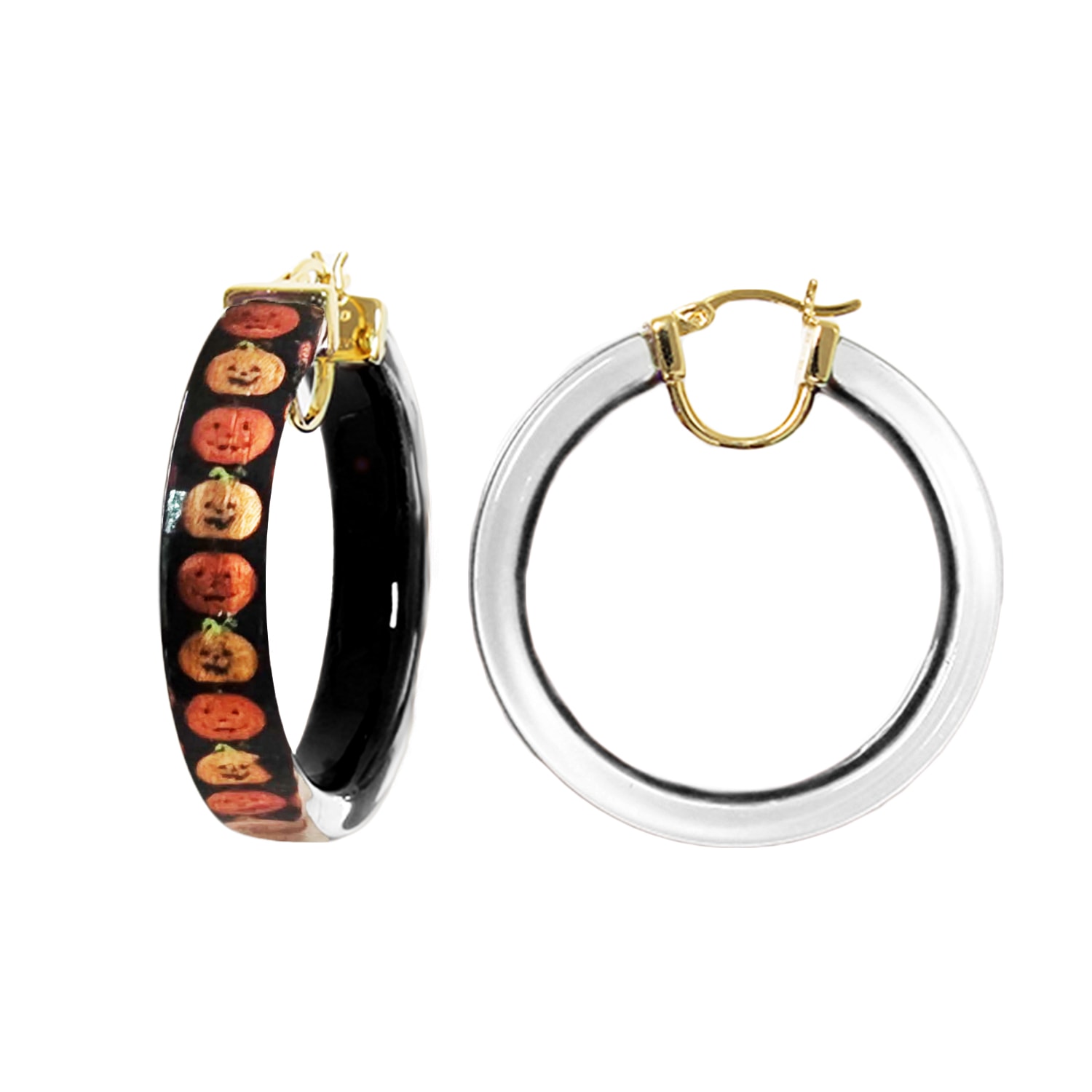 Gold & Honey Women's Yellow / Orange / Black Pumpkins Hoop Earrings