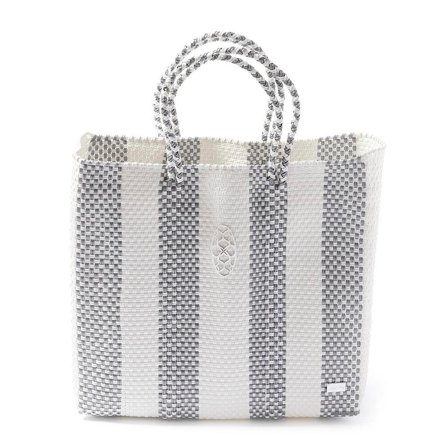 Lolas Bag Women's Medium Silver Stripe Tote Bag In Gray