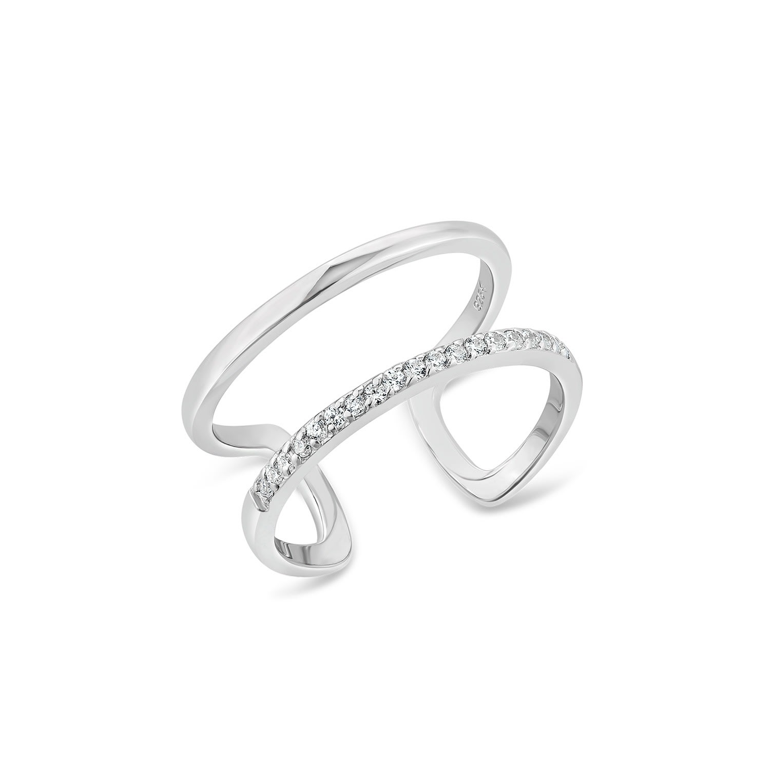 Sally Skoufis Women's White / Silver Rythm Ring With Man Made Cz Diamond Stimulant In Sterling Silver In Multi