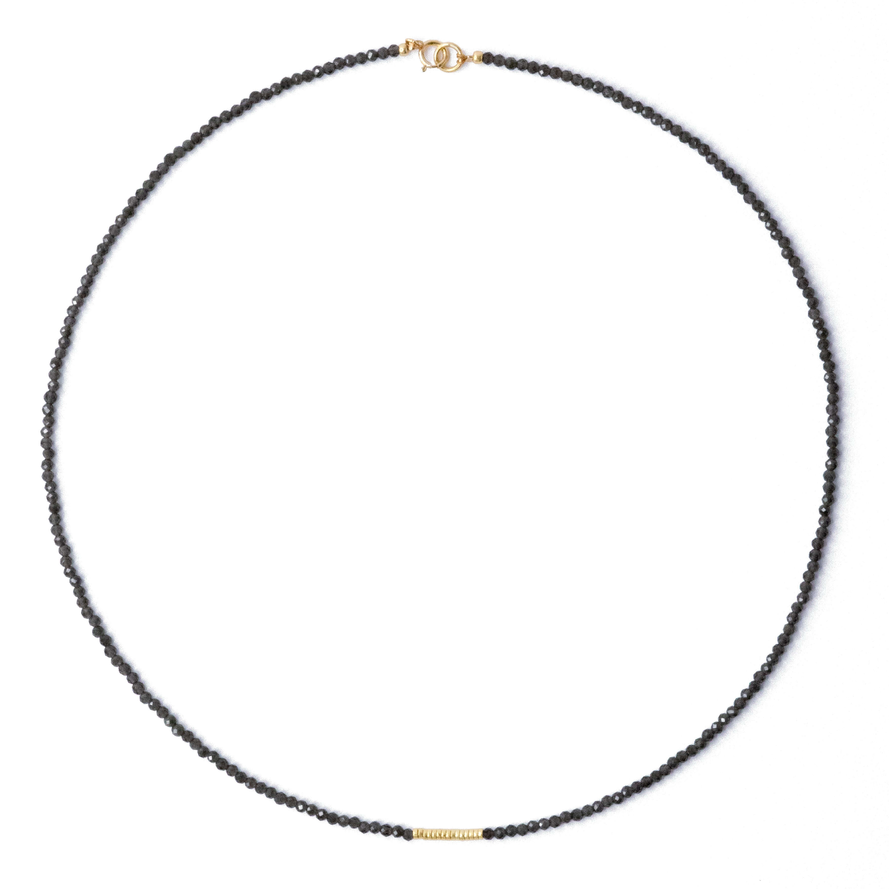 Bombyx House Women's Gold / Grey / Black Tiny Charcoal Obsidian Necklace