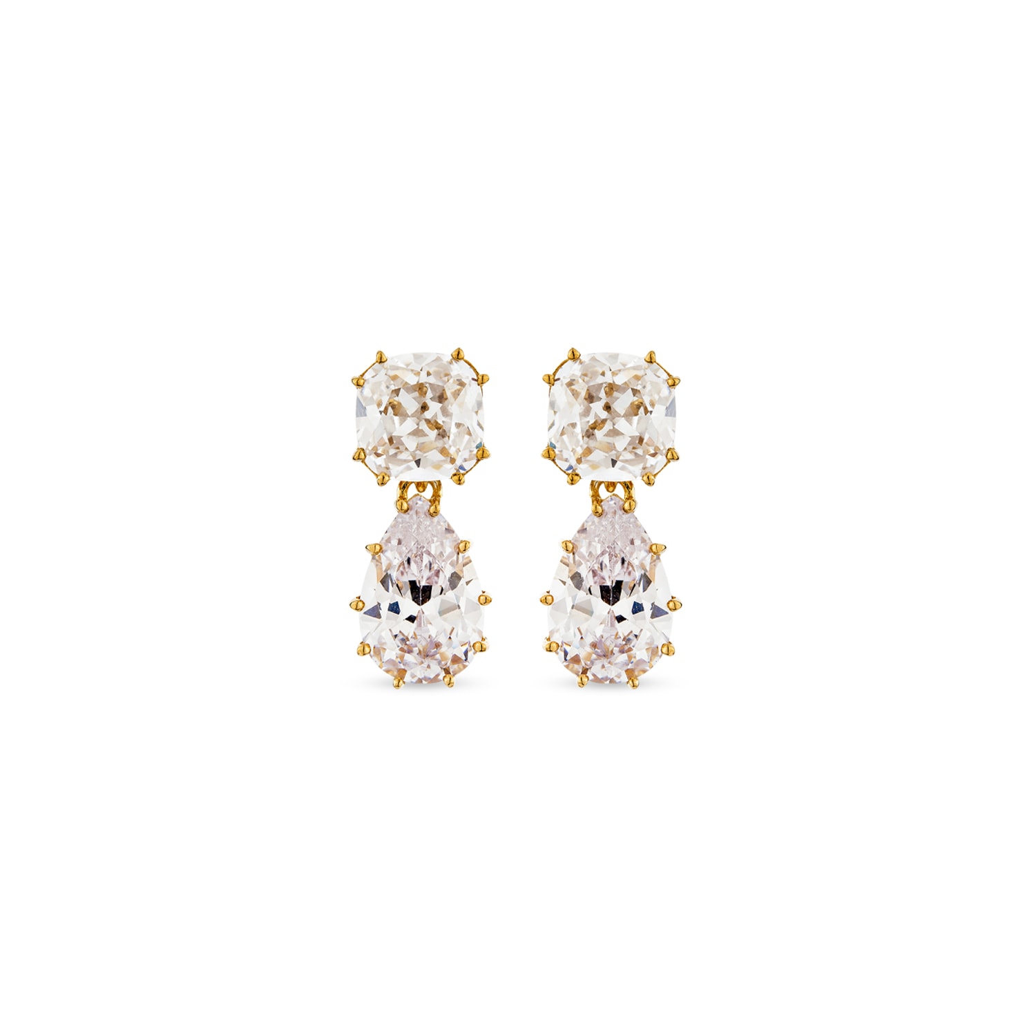 Sally Skoufis Women's White / Gold Splice Drop Earrings With Man Made Cz Diamond Stimulant In 18k Gold Vermeil