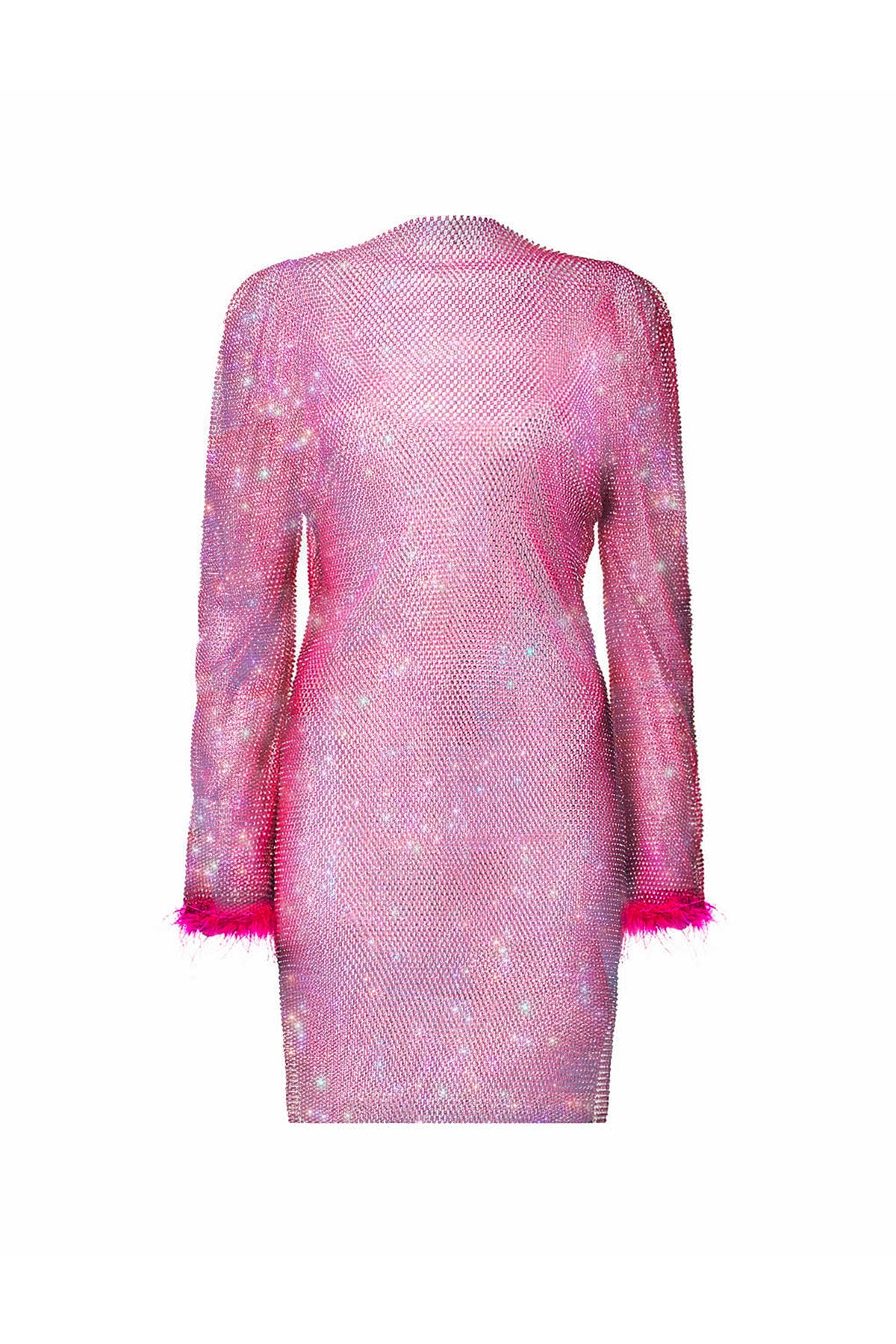 Women’s Pink / Purple Ida Pink Net Rhinestone Mini Dress M/L Amy Lynn