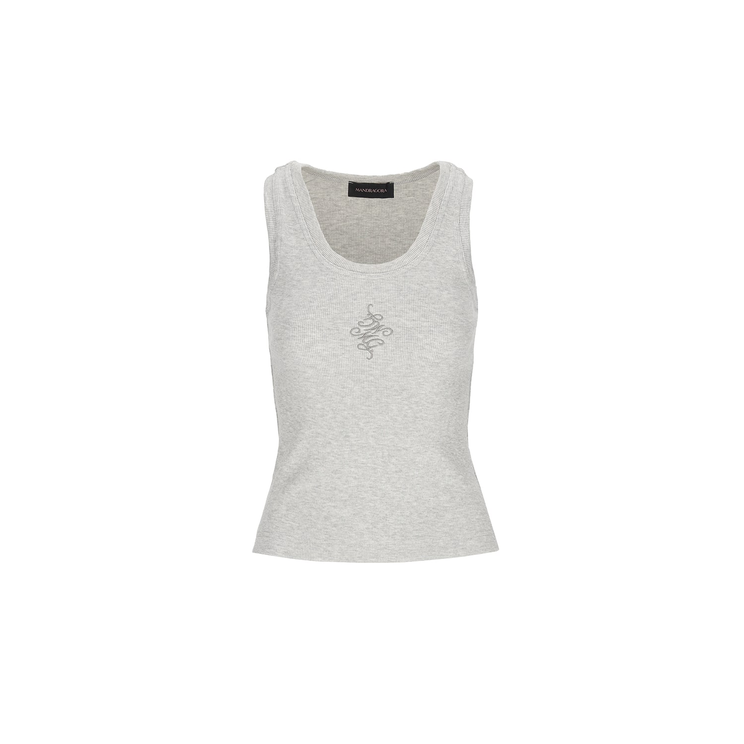 Mandragora Women's Grey Ribbed Cotton Melange Tank Top Caro In Grey