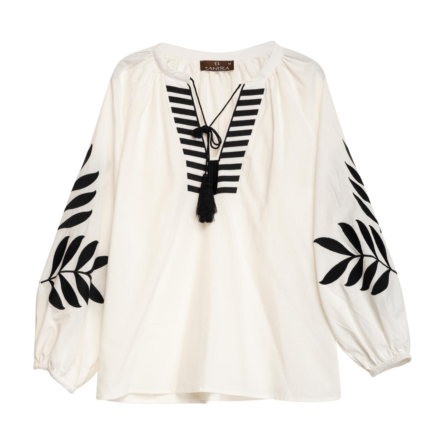 Tantra Spain Sl White Set Of Trousers And Top With Embroidery On Sleeves