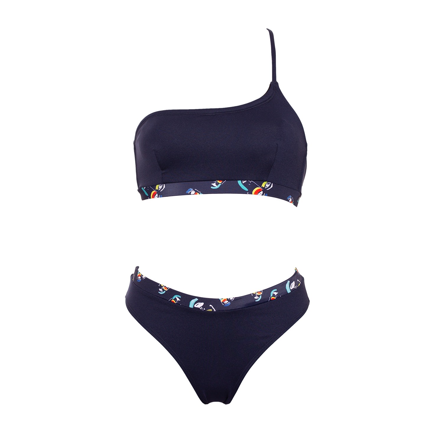 Women's Aulala X Percheye Art Asymmetrical Bikini - Frasier - Blue | Medium | Aulala Paris