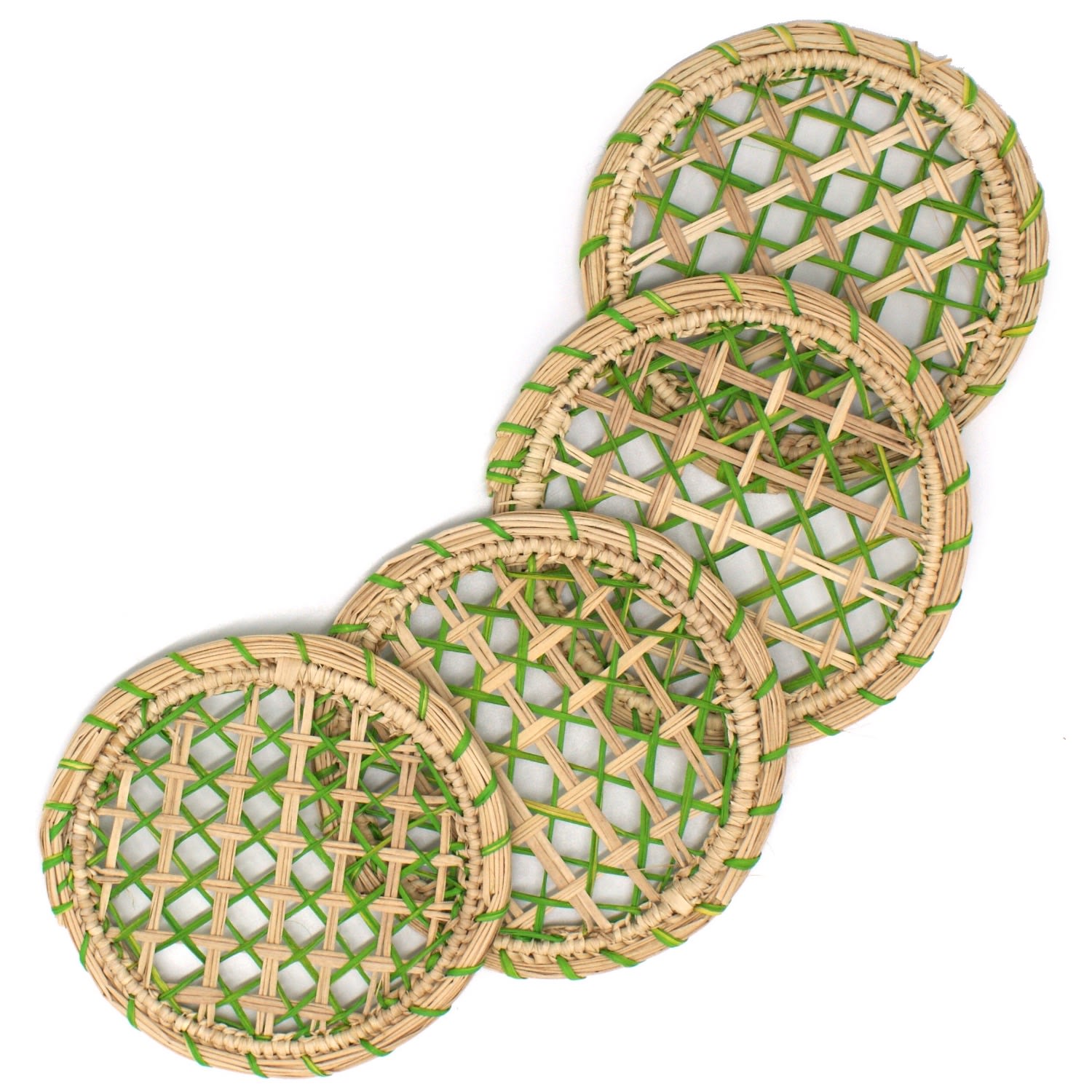 Green Straw Coasters Set Of 4 Washein