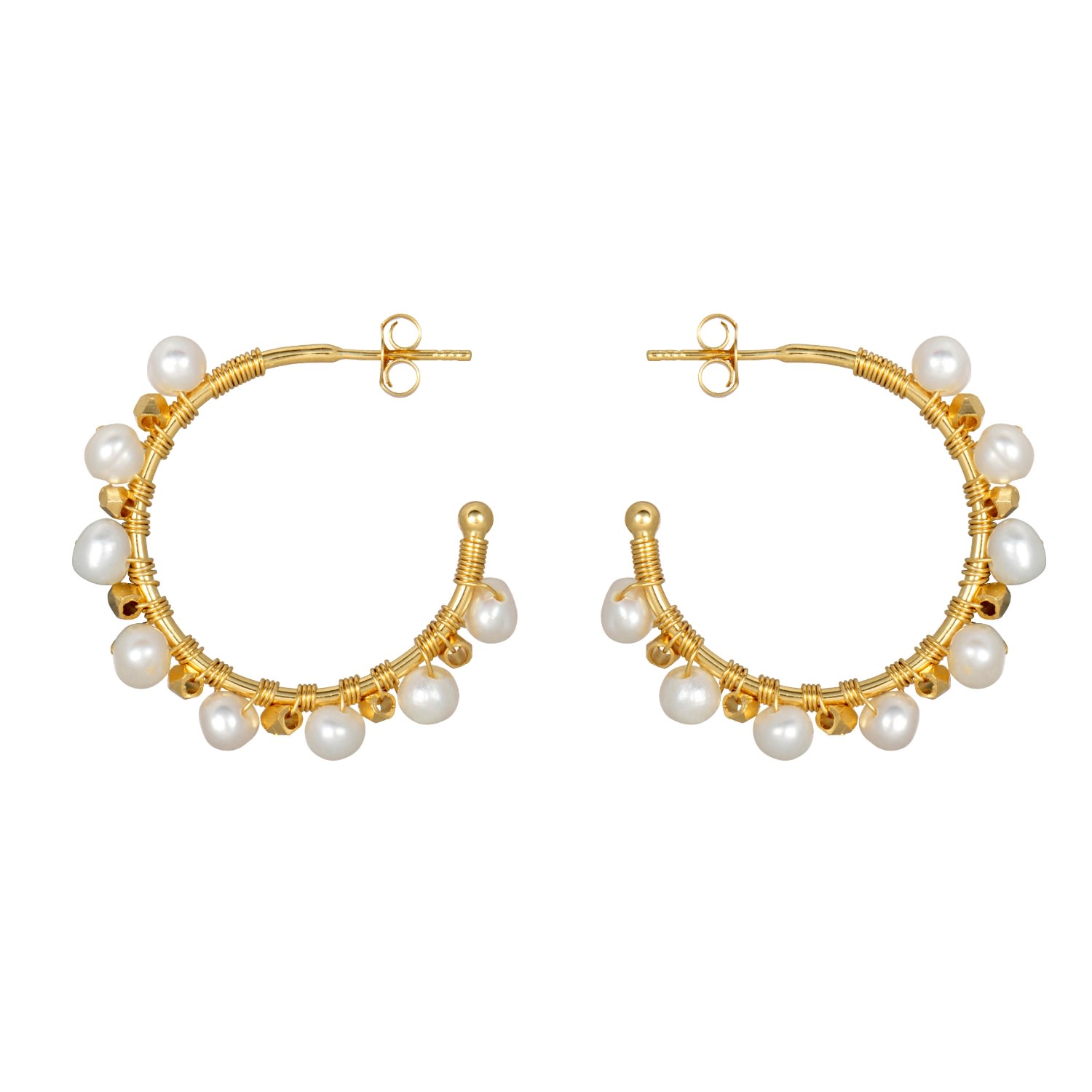 Coco & Kinney Women's Gold Pearl Hoop Earrings In Gold