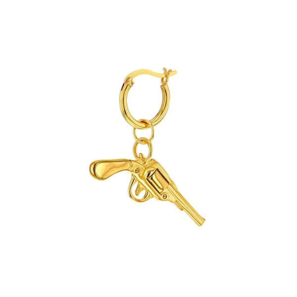 True Rocks 18 Carat Gold Plated Retro Pistol On Gold Hoop