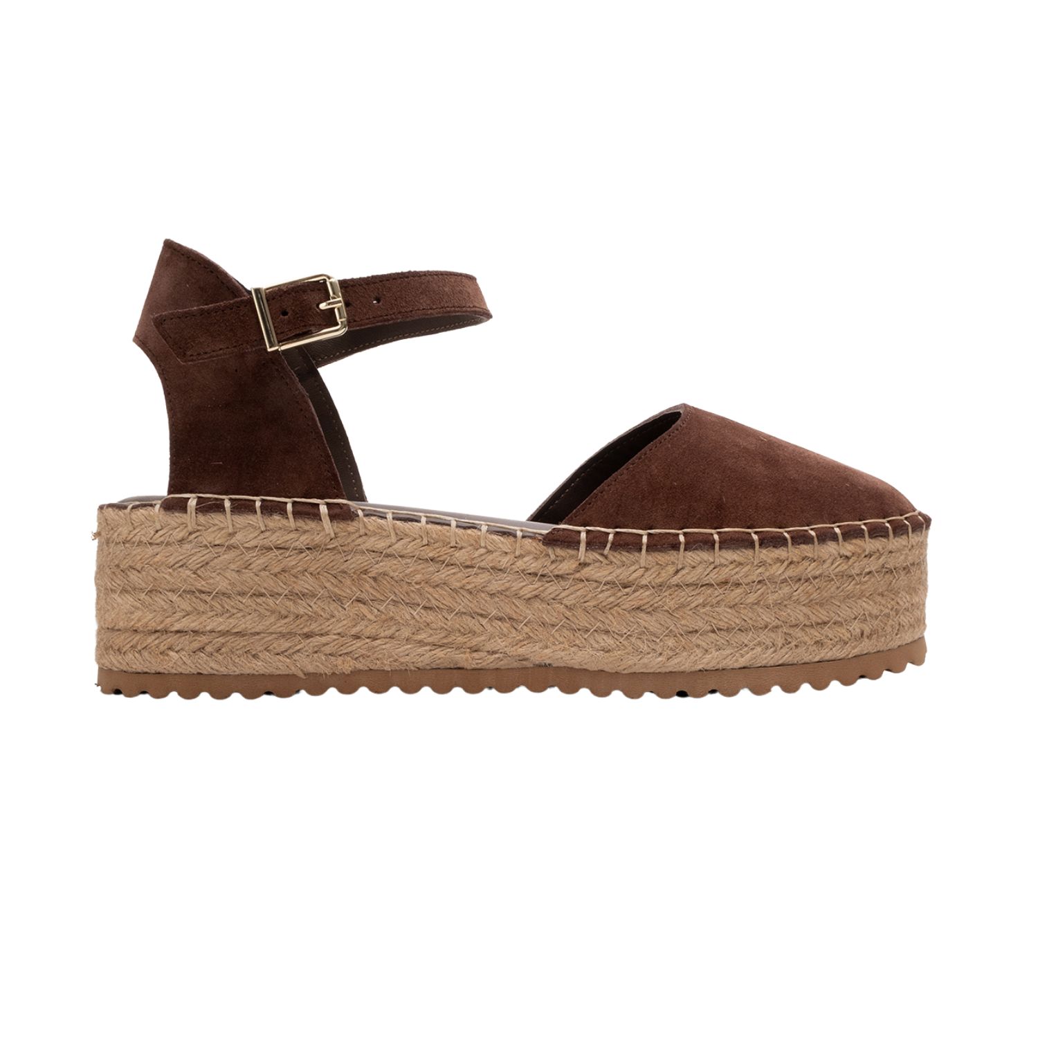 Forever & Always Shoes Viba Leather Esprarille Platform Wedge Sandals In Brown