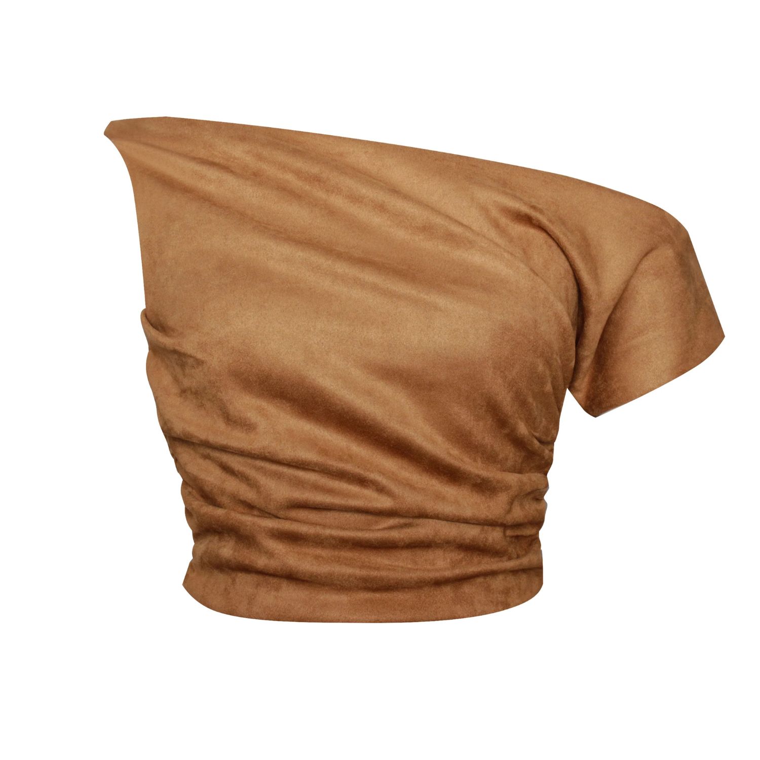 Miss Circle New York Women's Yara Brown Suede Slash Neck Tank Top