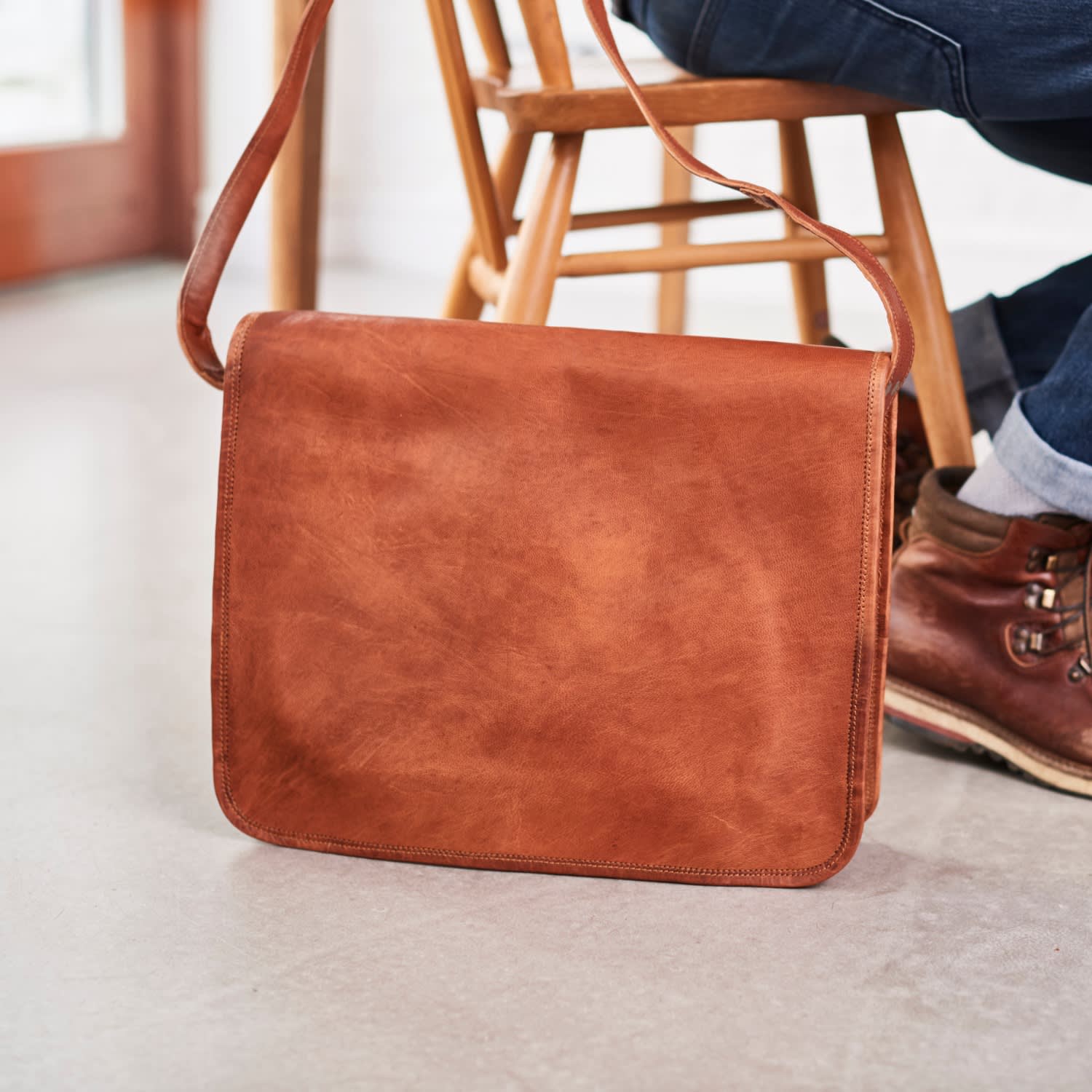 classic leather messenger bag