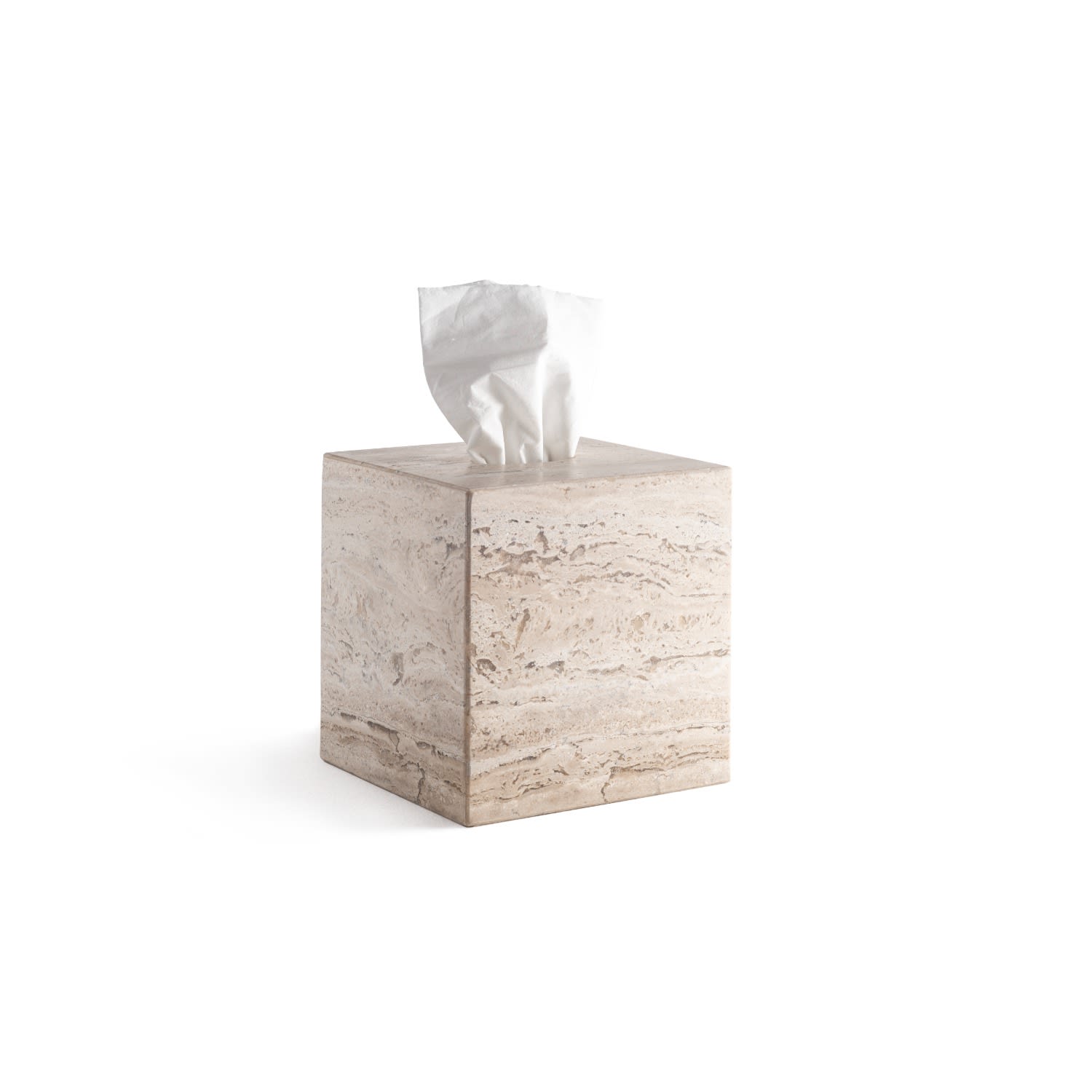 And Jacob Neutrals Less Is More Tissue Box - Travertine Marble In White