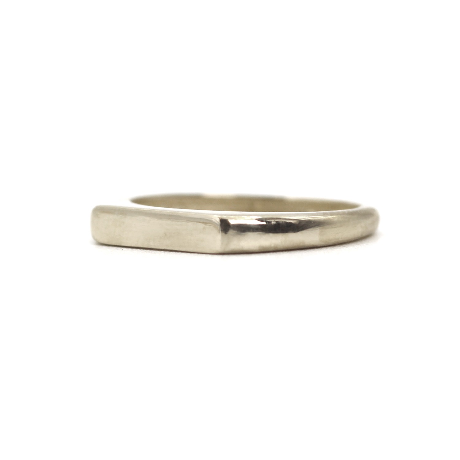 Vicstonenyc Fine Jewelry Men's Timeless Signet Bar White Gold Ring