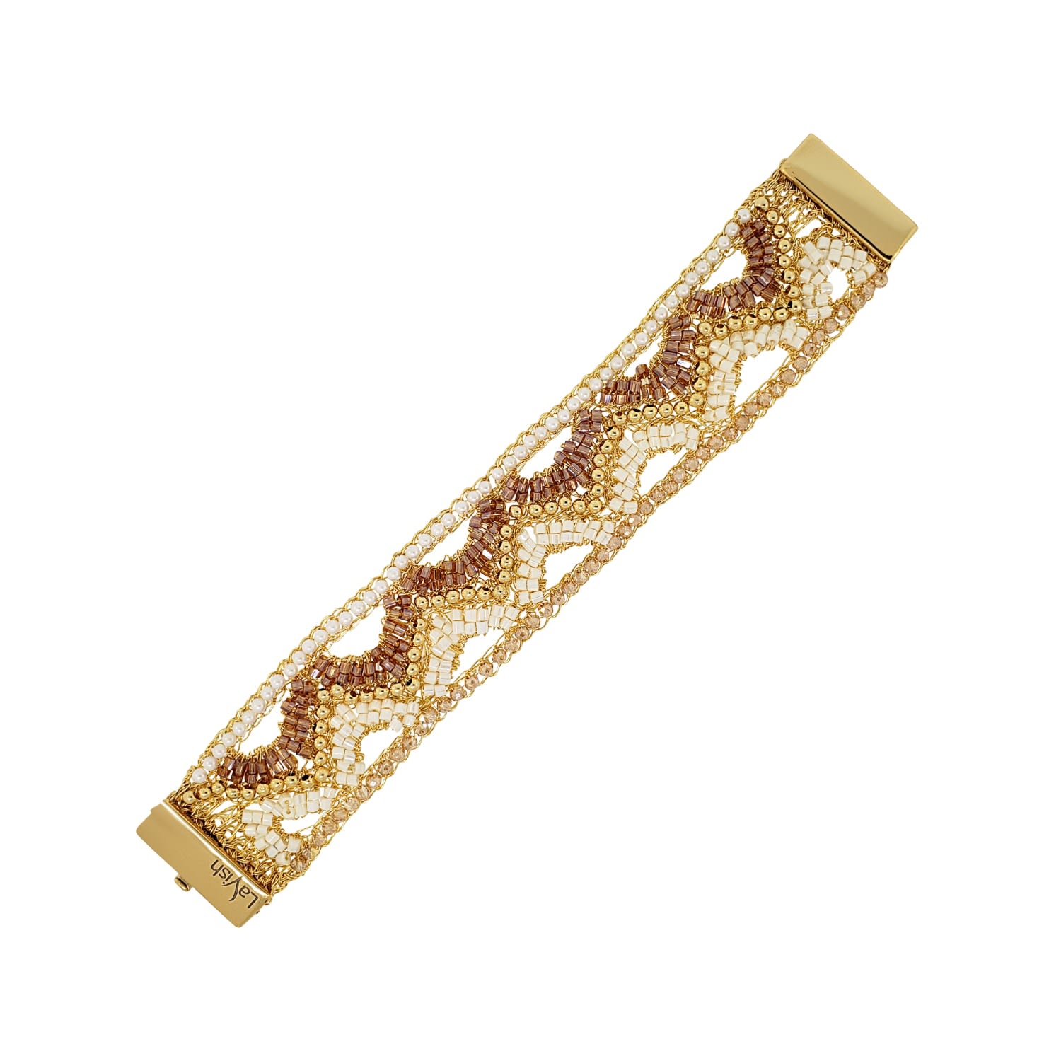 Women’s Neutrals / Gold Golden Mix Siren Handmade Crochet Bracelet Lavish by Tricia Milaneze