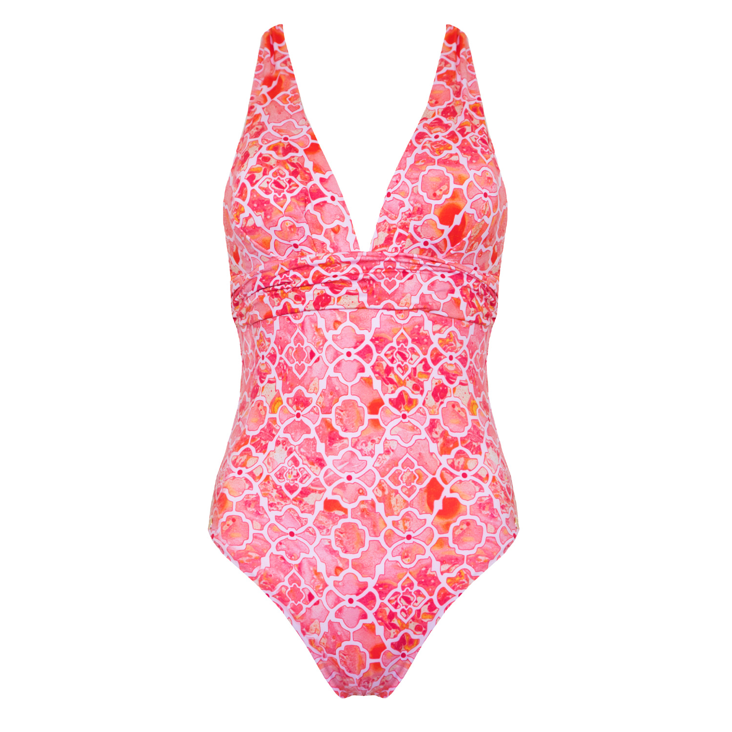 Women's Red Marble Mosaic Santorini Swimsuit | Extra Small | Sophia Alexia