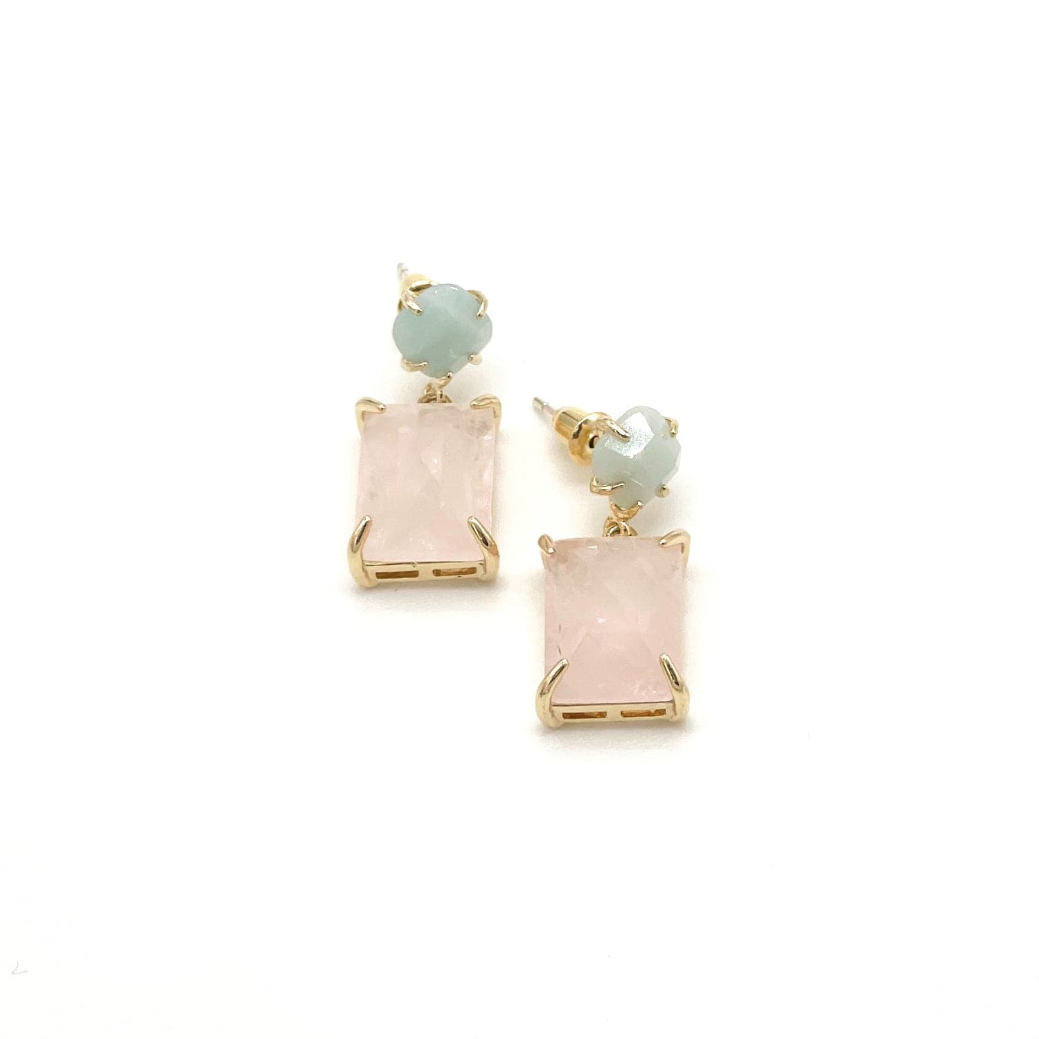 Adiba Women's Pink / Purple Amazonite & Rose Quartz Handmade Earring